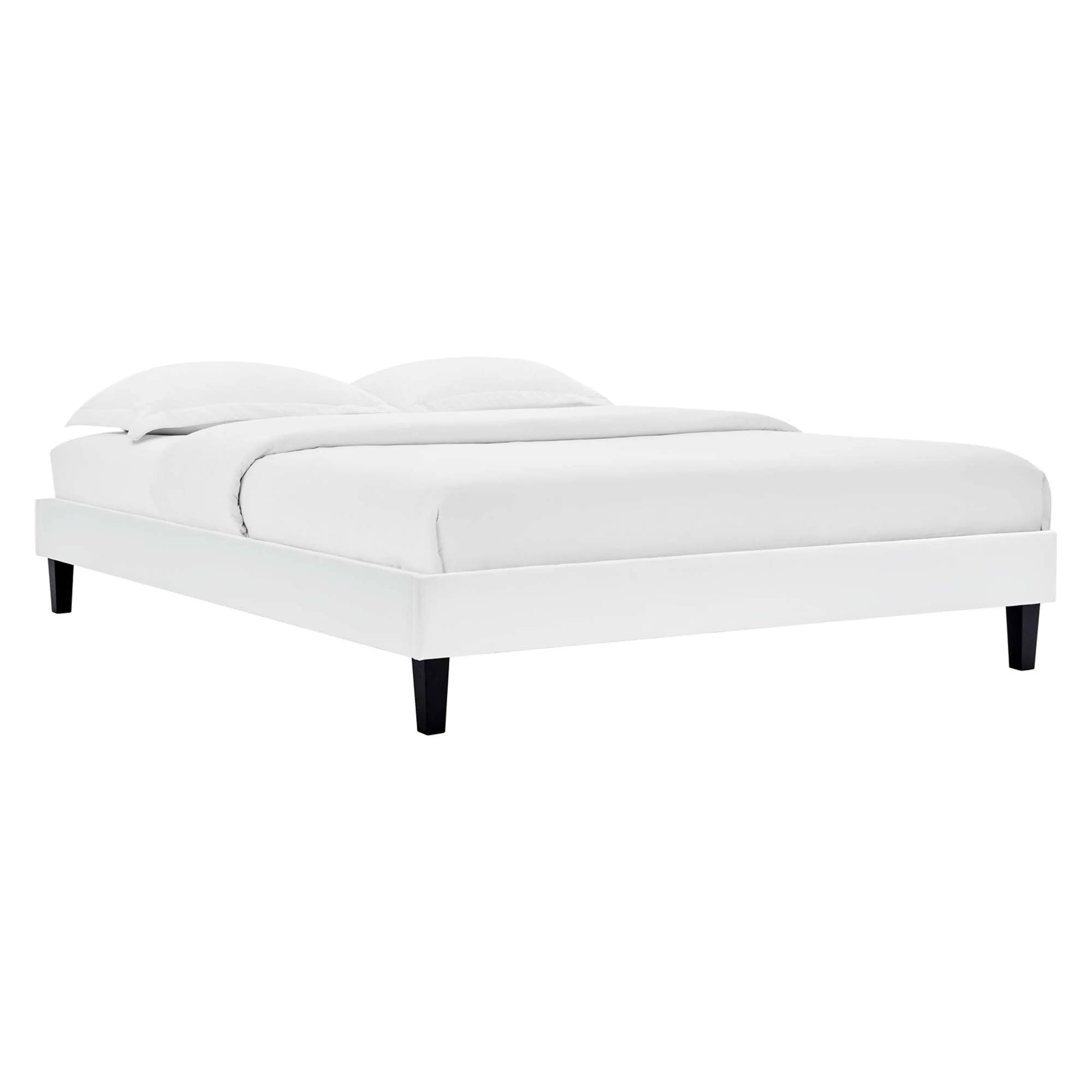Alessi Performance Velvet Platform Bed With Black Wood Legs