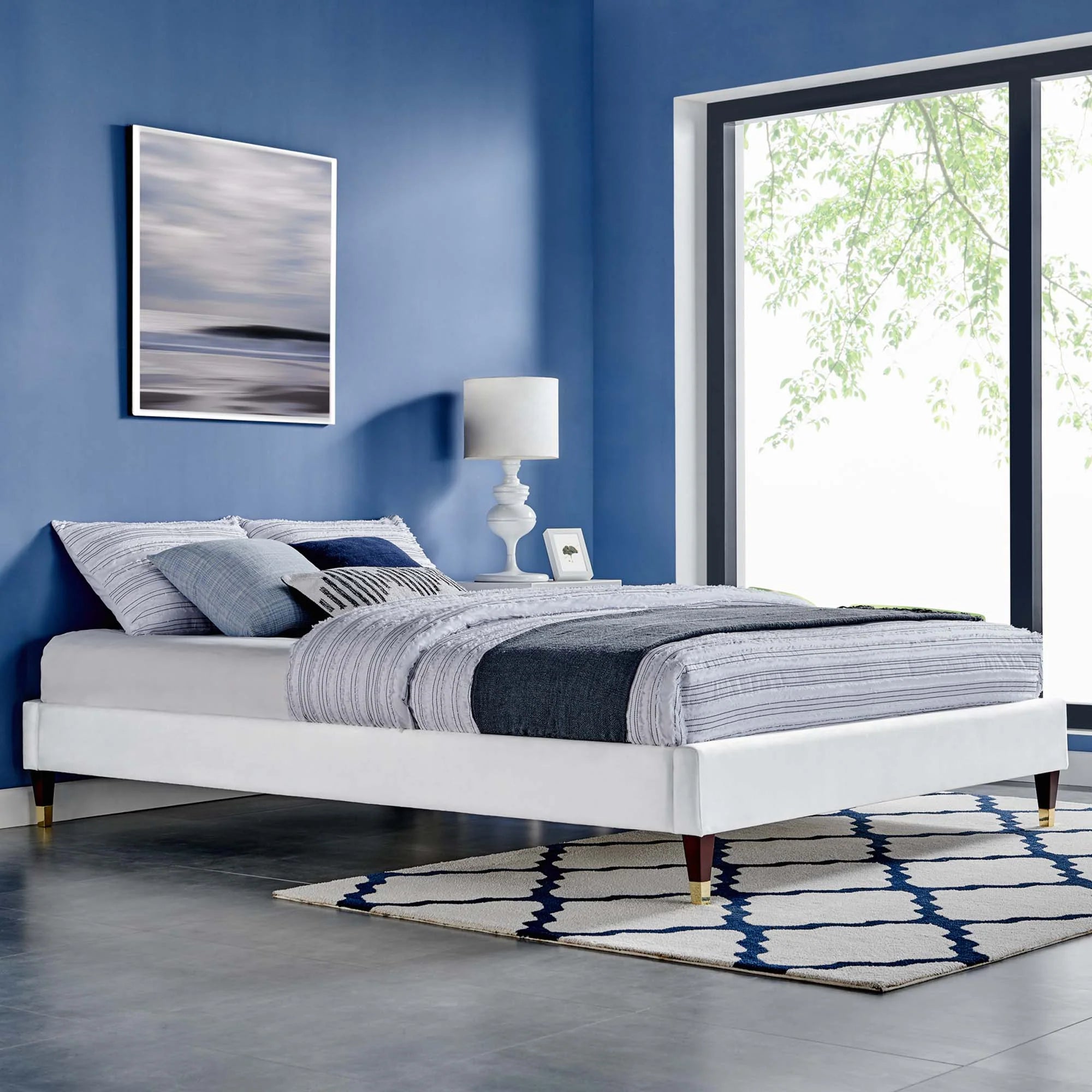 Harlow Performance Velvet Platform Bed Frame