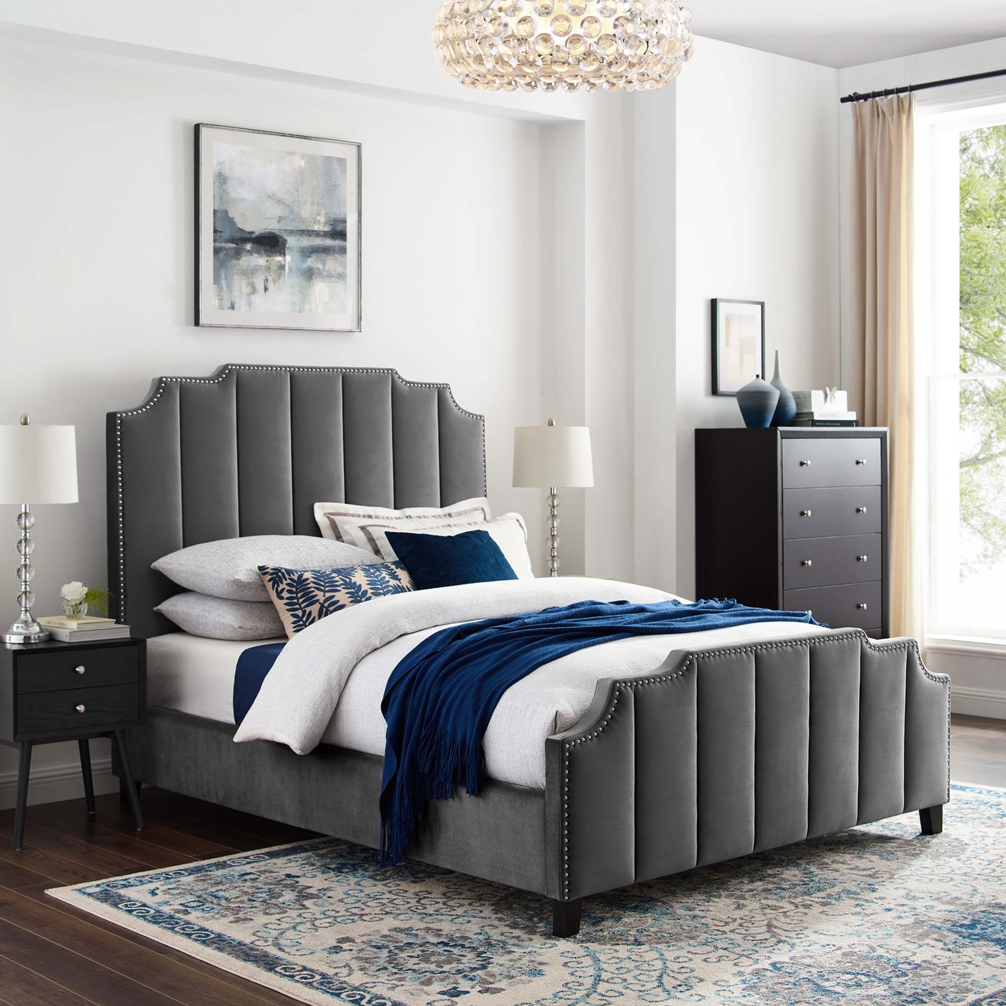 Lucille Performance Velvet Platform Bed