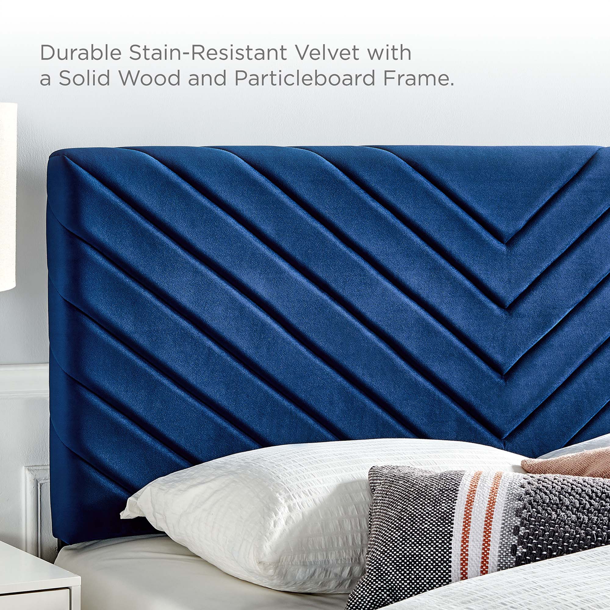 Roxanne Performance Velvet Platform Bed With Black Wood Legs