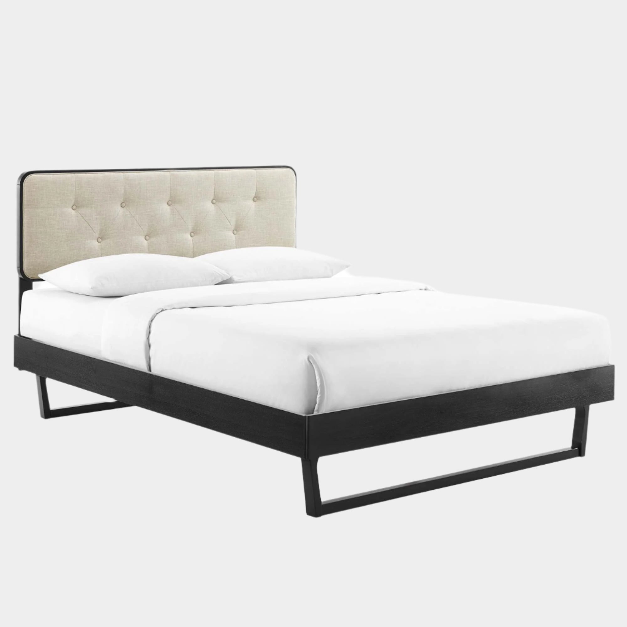 Bridgette Wood Platform Bed With Angular Frame