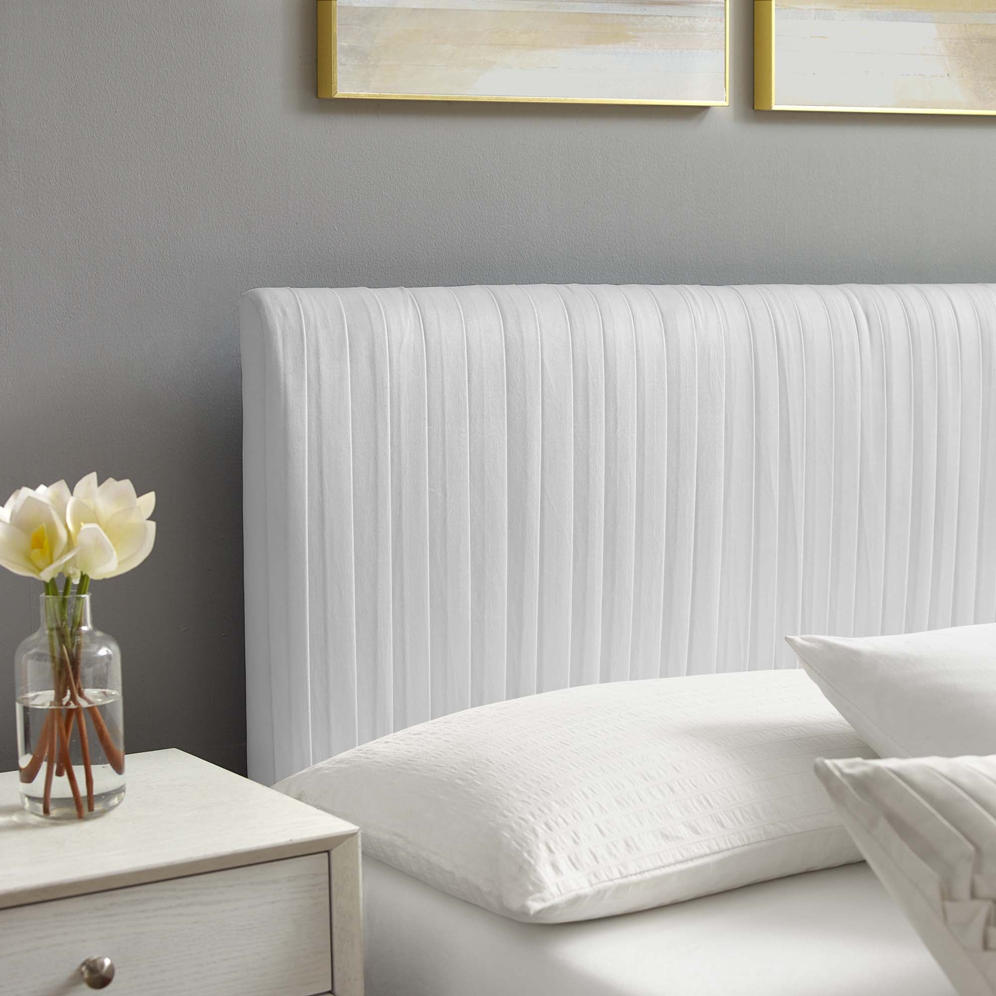 Peyton Performance Velvet Platform Bed With Gold Metal Legs