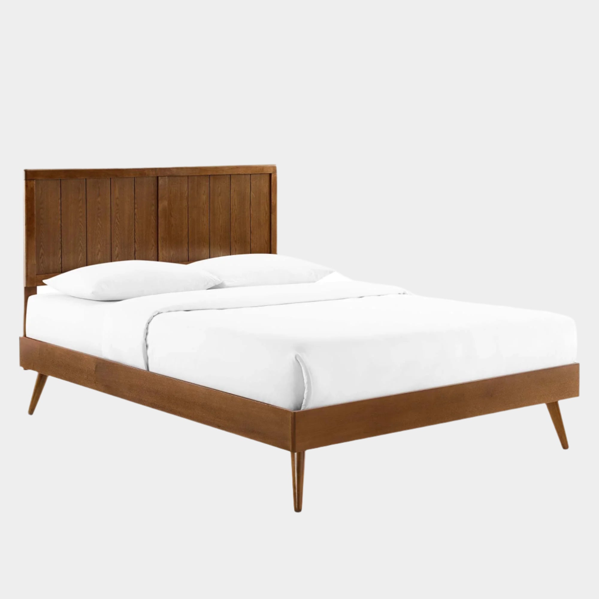 Alana Wood Platform Bed With Splayed Legs