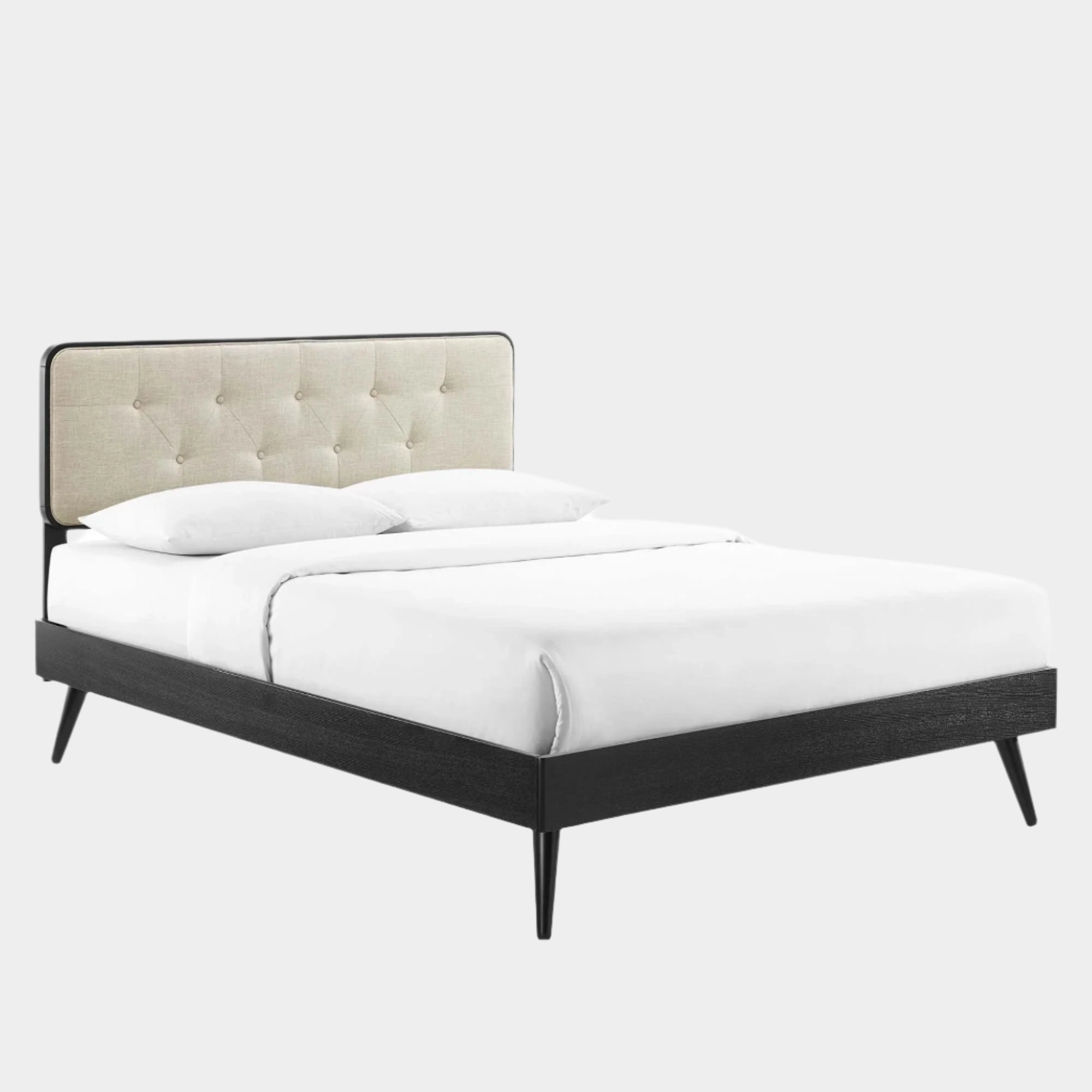 Bridgette Wood Platform Bed With Splayed Legs