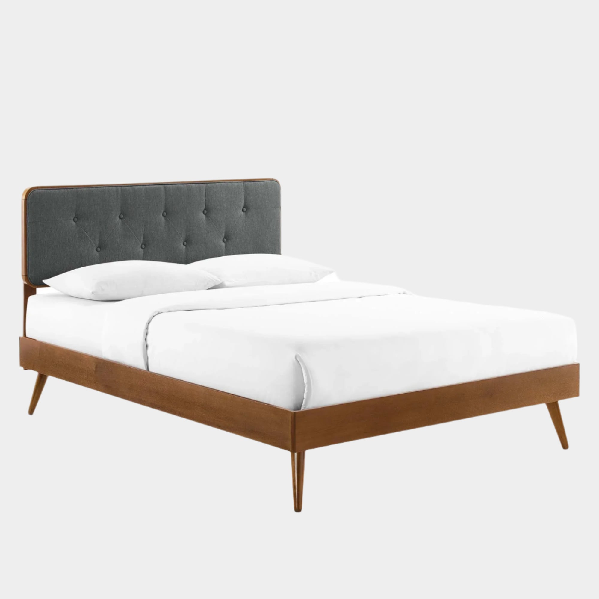 Bridgette Wood Platform Bed With Splayed Legs