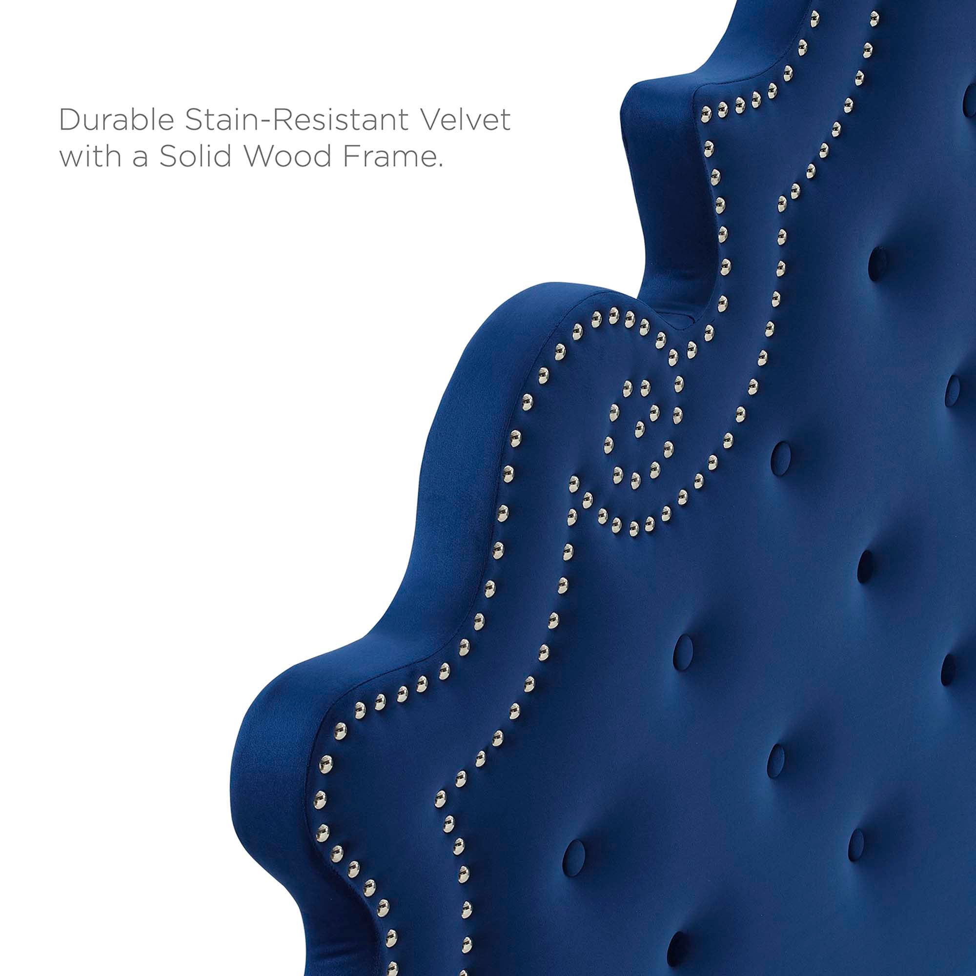 Gwyneth Tufted Performance Velvet Platform Bed With Gold Metal Legs