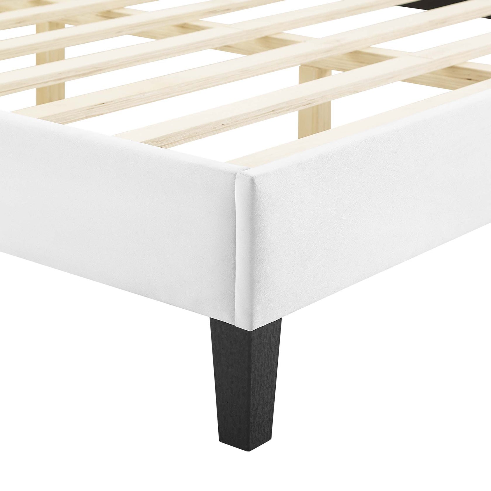 Gwyneth Tufted Performance Velvet Platform Bed With Black Wood Legs