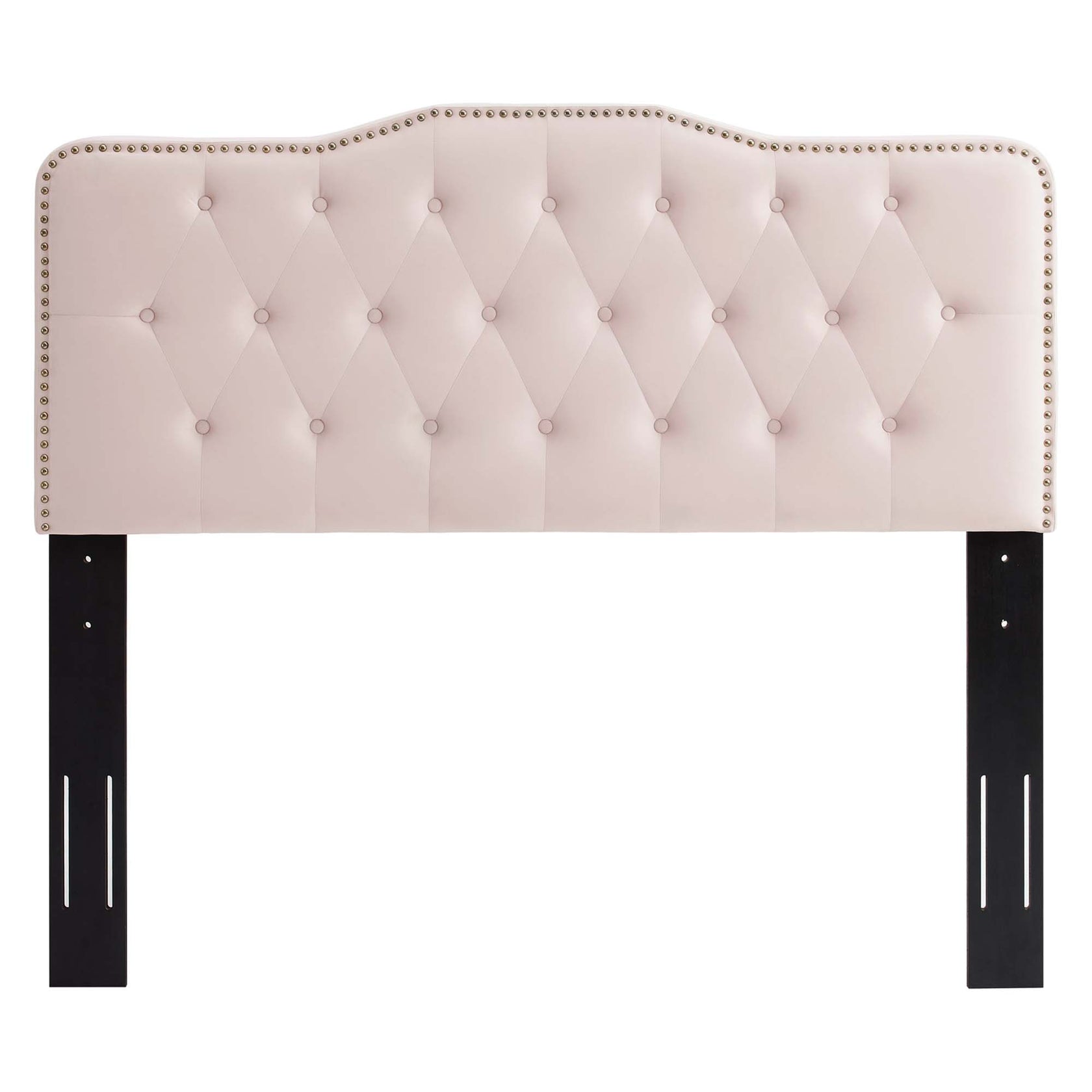 Amber Performance Velvet Platform Bed With Black Wood Legs