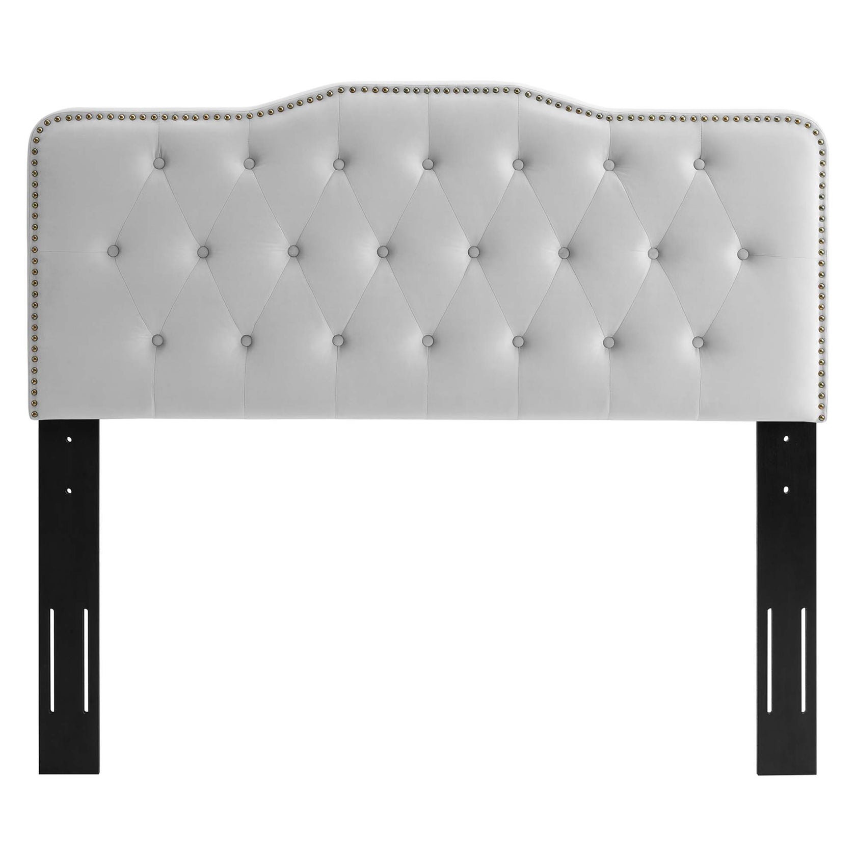 Amber Performance Velvet Platform Bed With Black Wood Legs