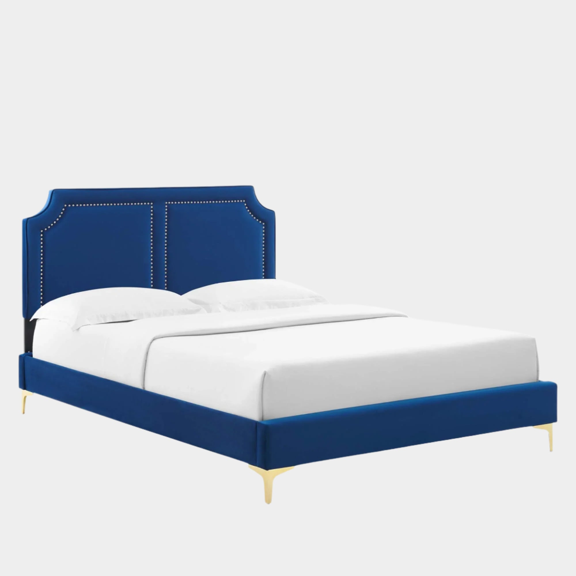 Novi Performance Velvet Bed With Gold Metal Legs