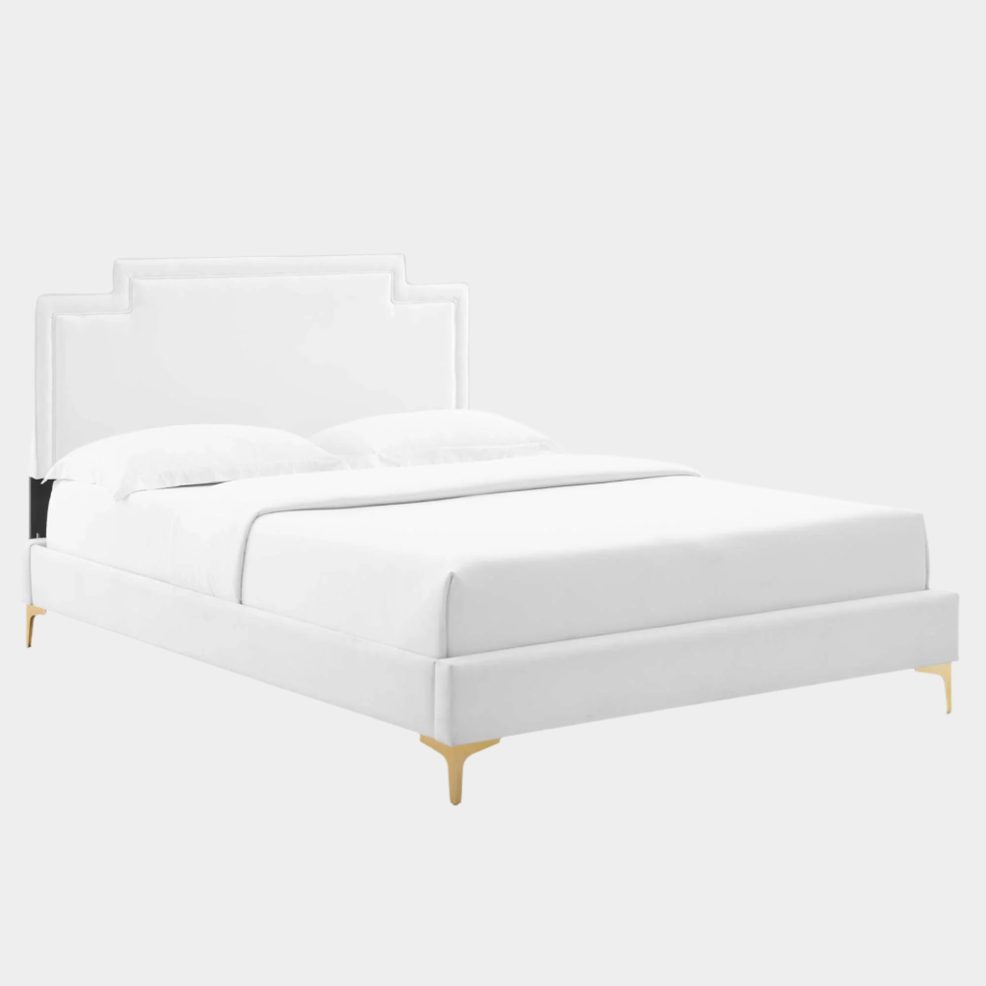 Liva Performance Velvet Bed With Gold Metal Legs