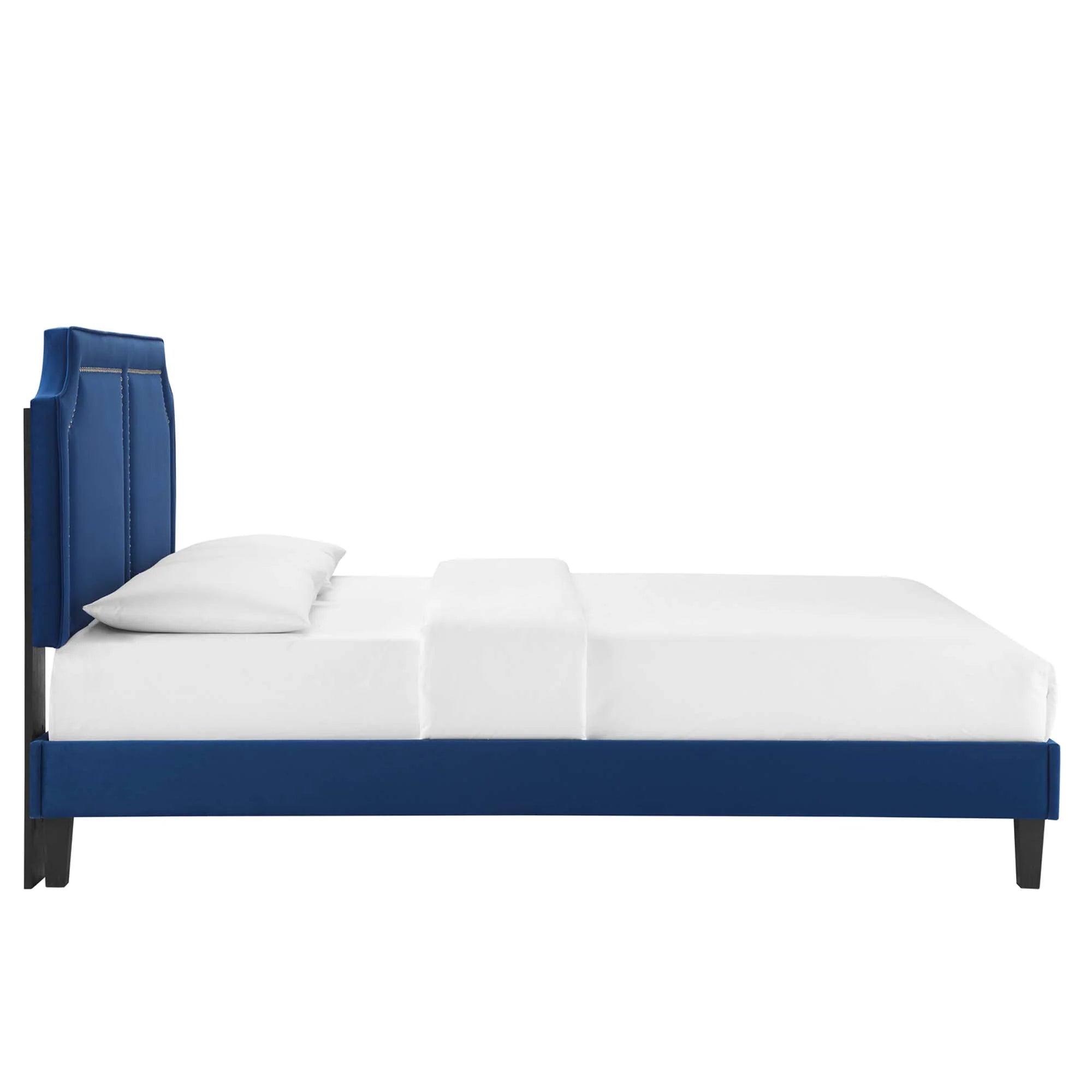 Novi Performance Velvet Bed With Black Wood Legs