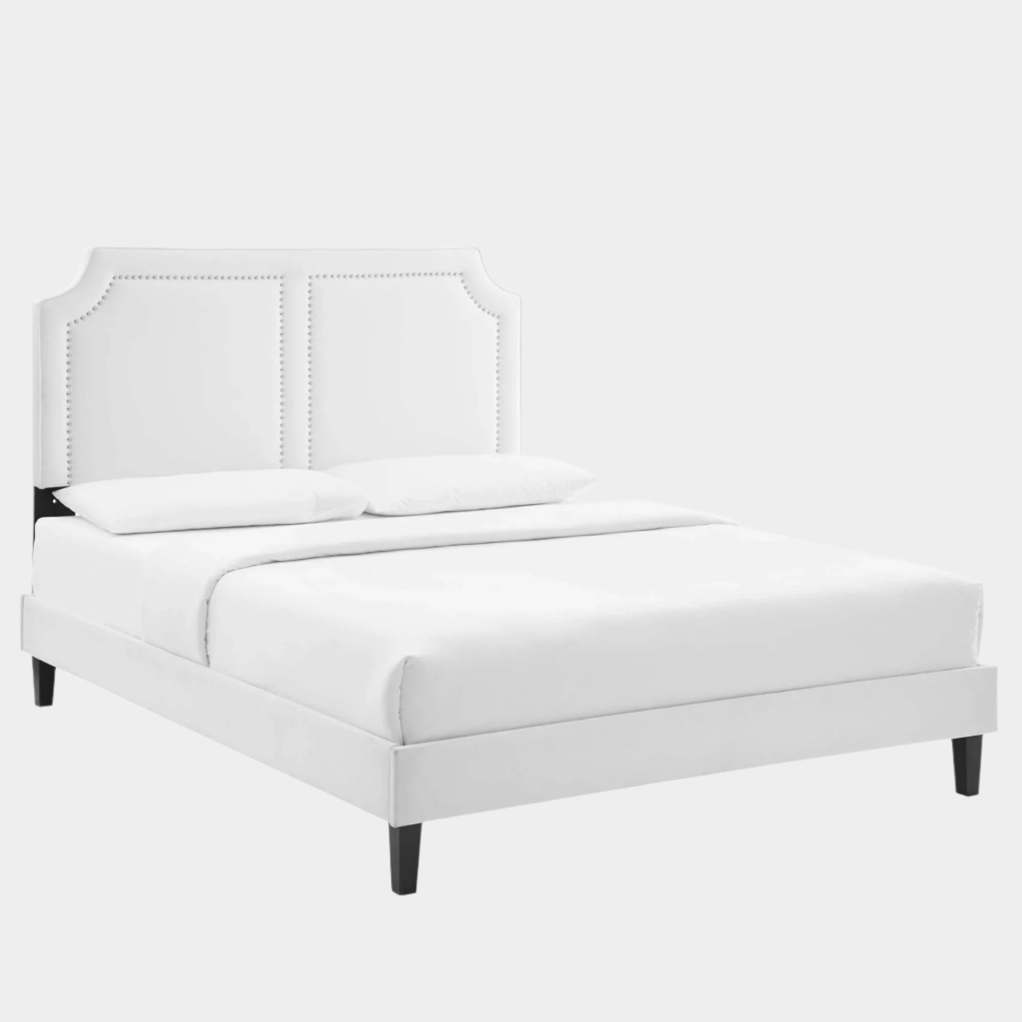 Novi Performance Velvet Bed With Black Wood Legs