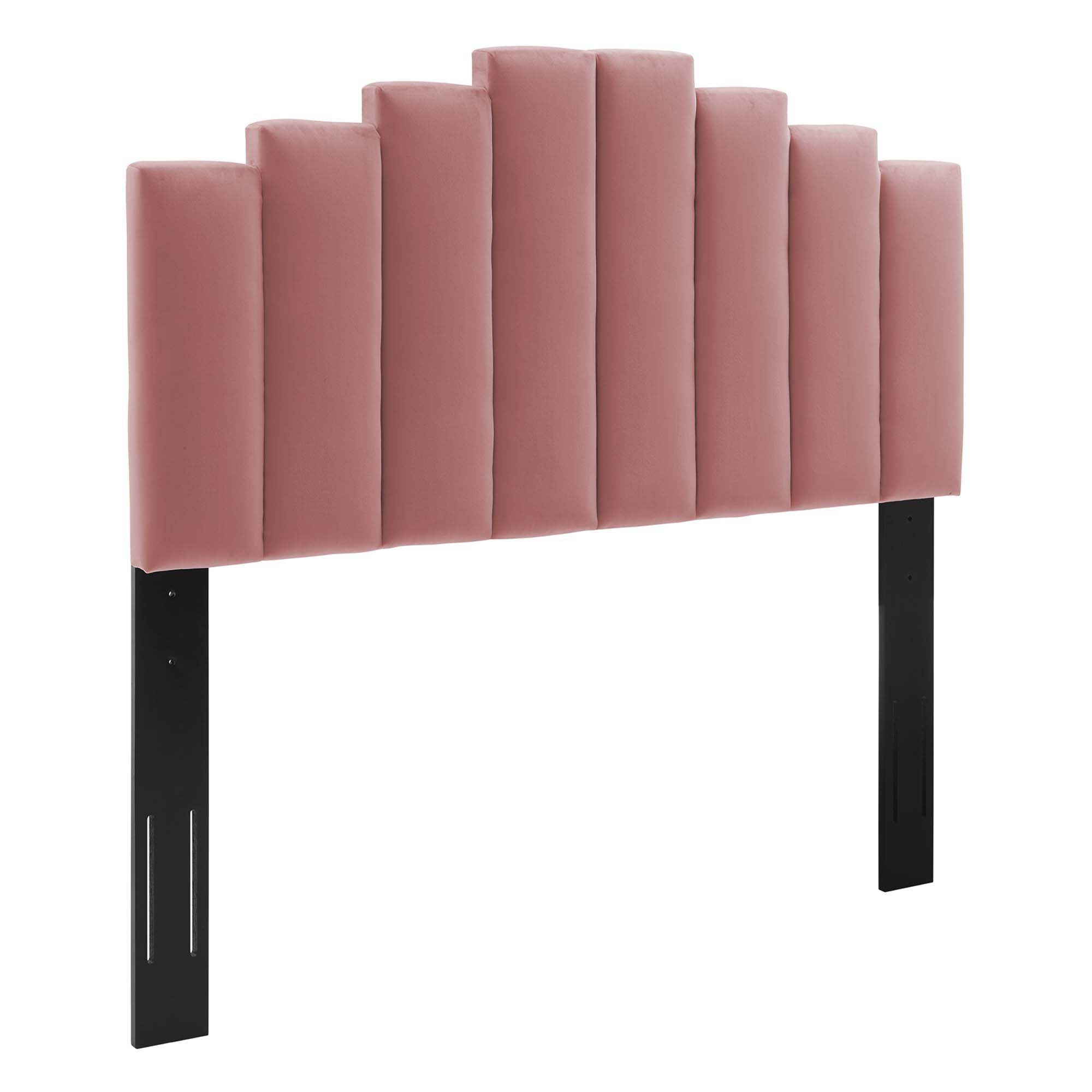 Elise Performance Velvet Platform Bed With Wood and Gold Legs
