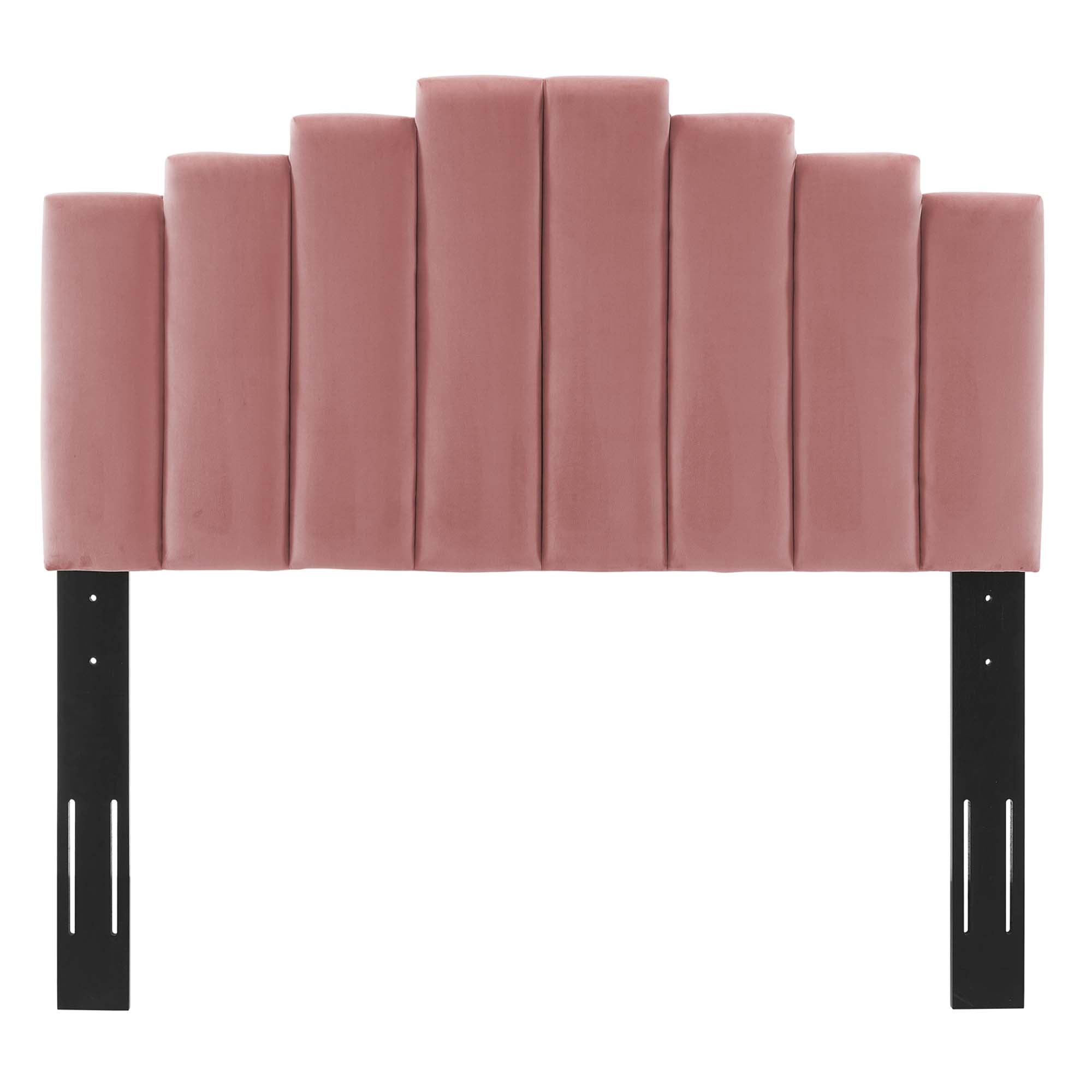 Elise Performance Velvet Platform Bed With Wood and Gold Legs