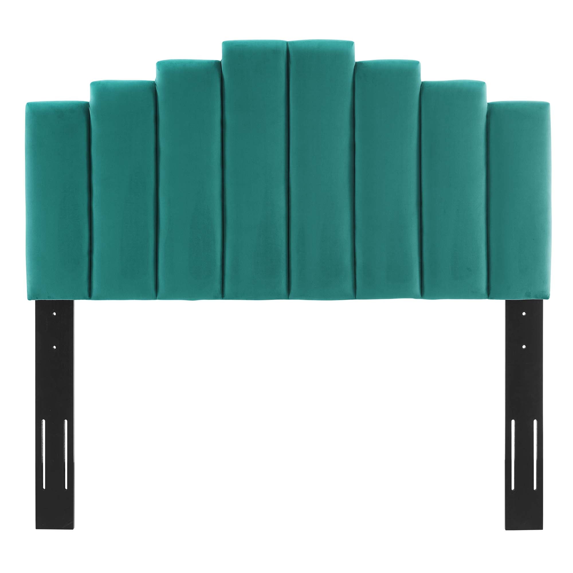 Elise Performance Velvet Platform Bed With Wood and Gold Legs
