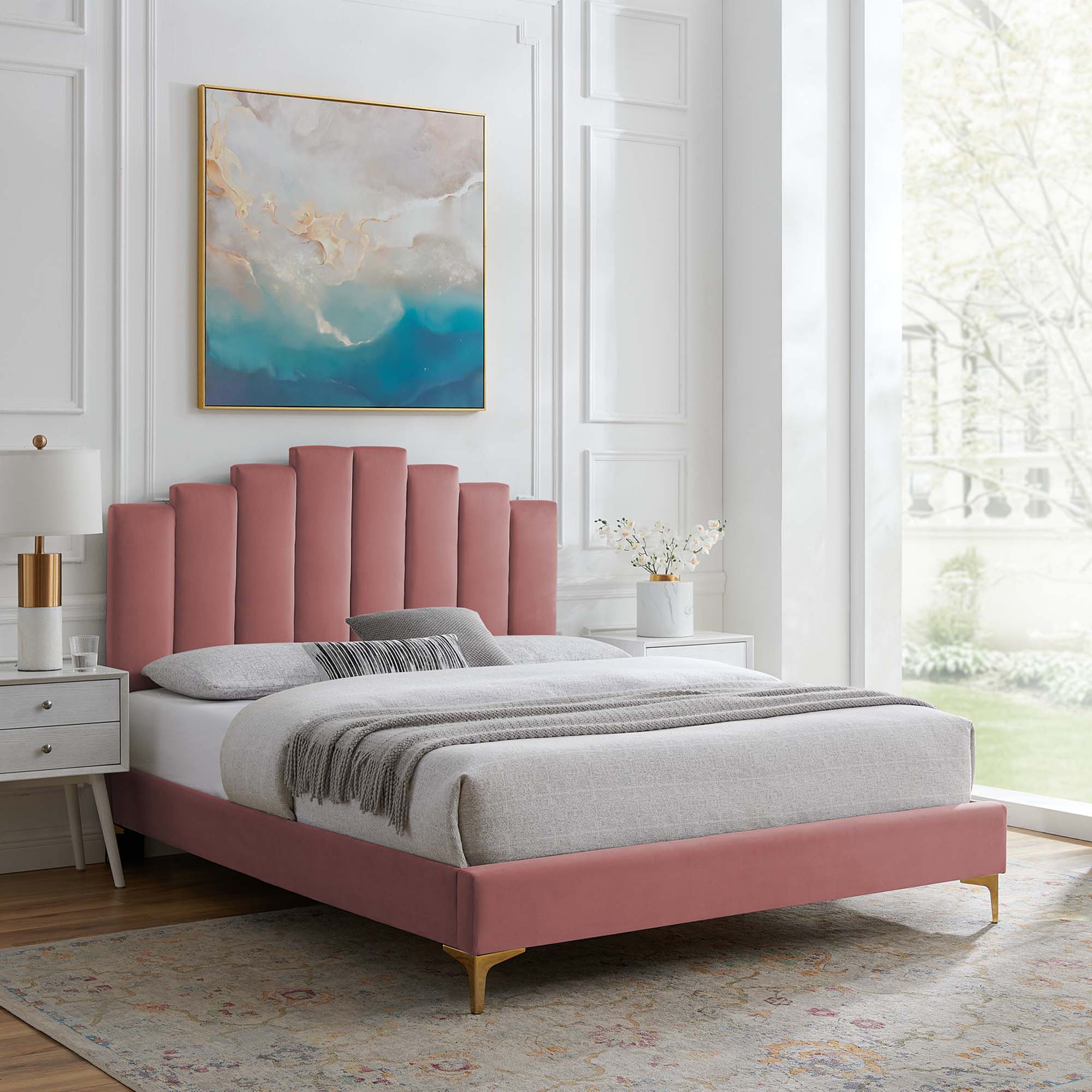 Fauteuil de salon en velours Ponder Performance