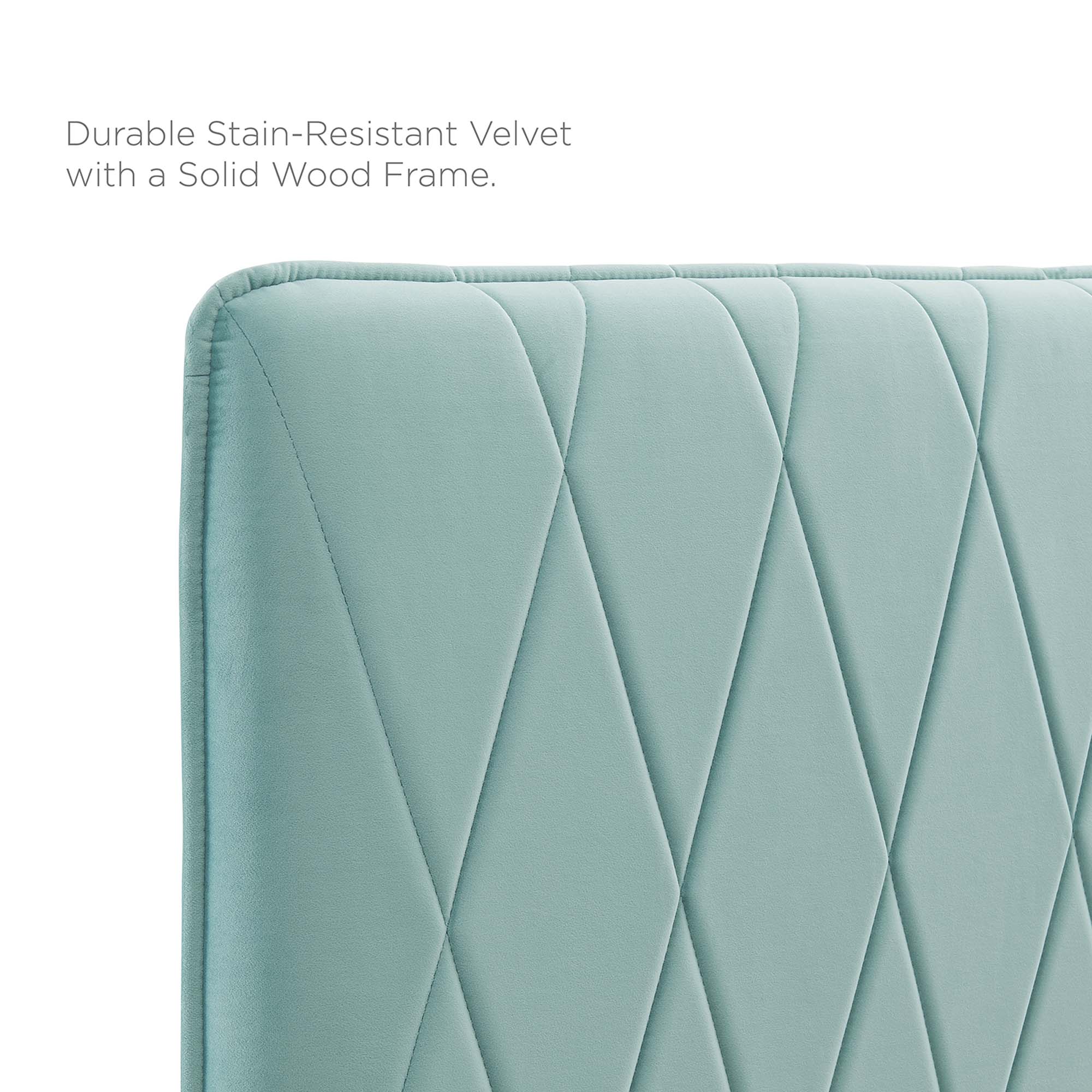 Phillipa Performance Velvet Platform Bed With Gold Metal Legs