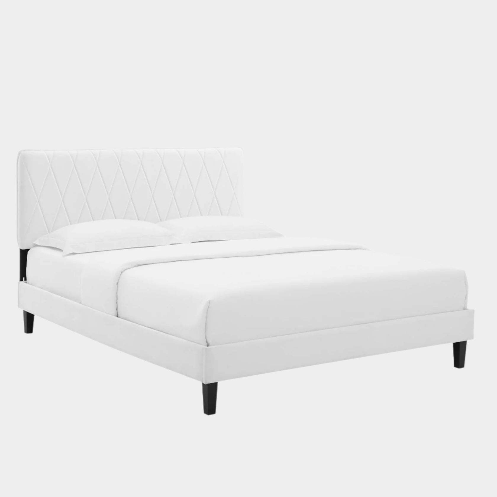 Phillipa Performance Velvet Platform Bed With Black Wood Legs