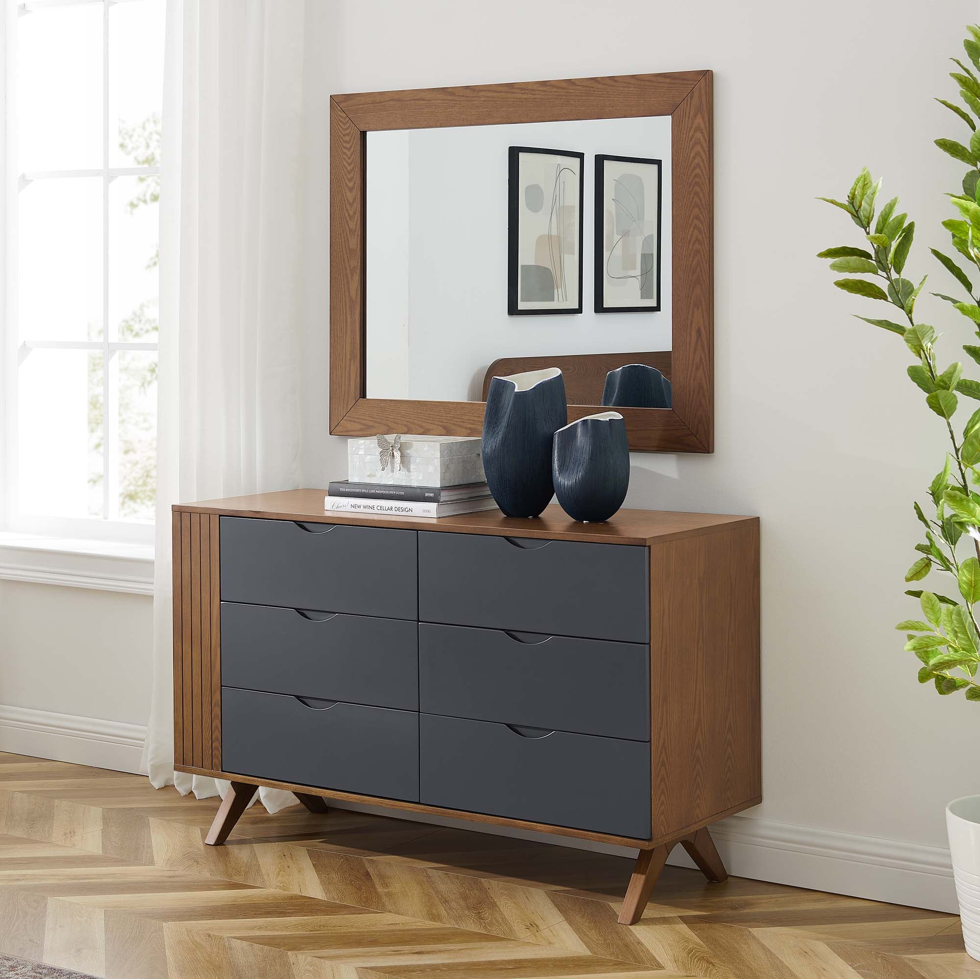 Dylan Dresser and Mirror in Walnut
