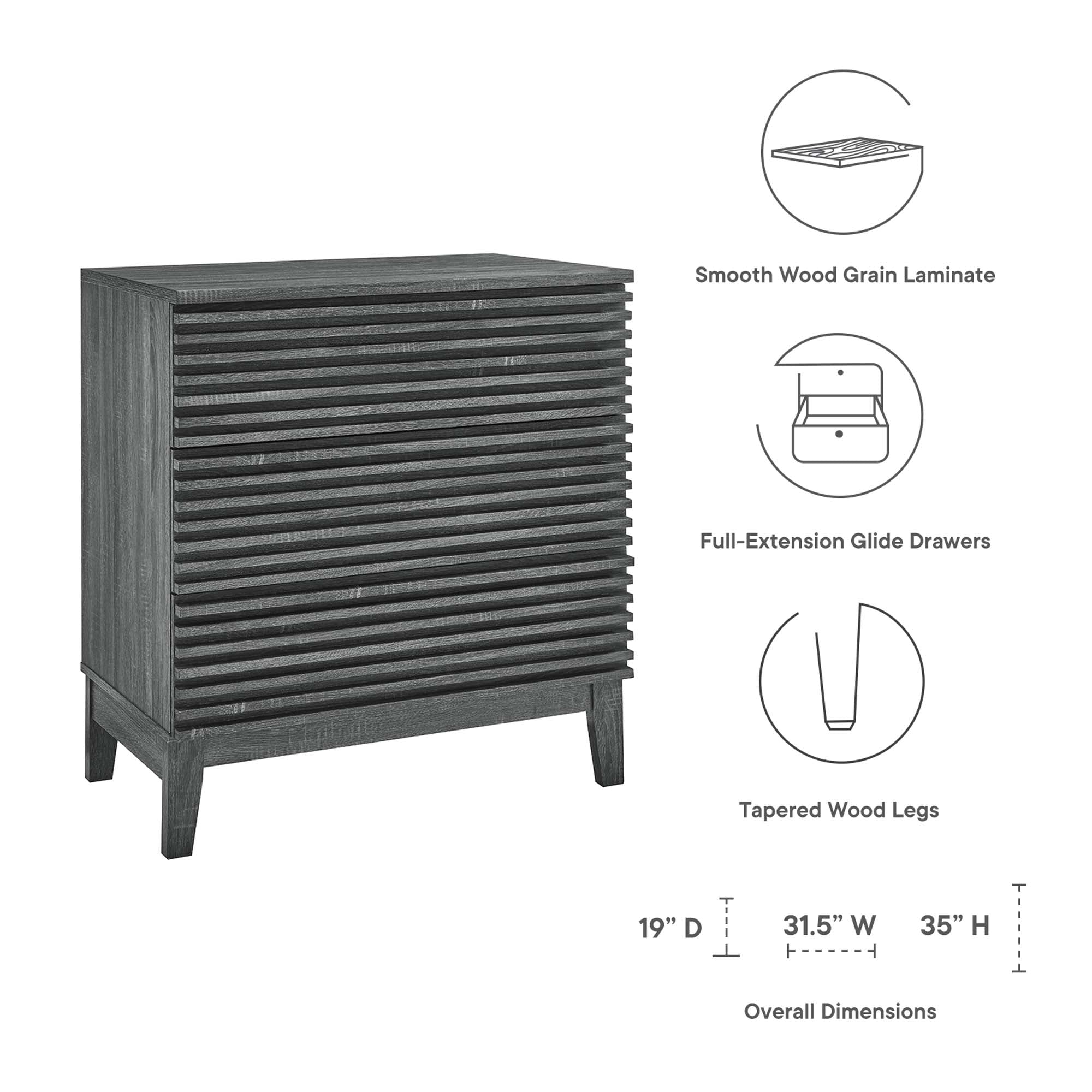 Render 3-Drawer Bachelor's Chest in Charcoal