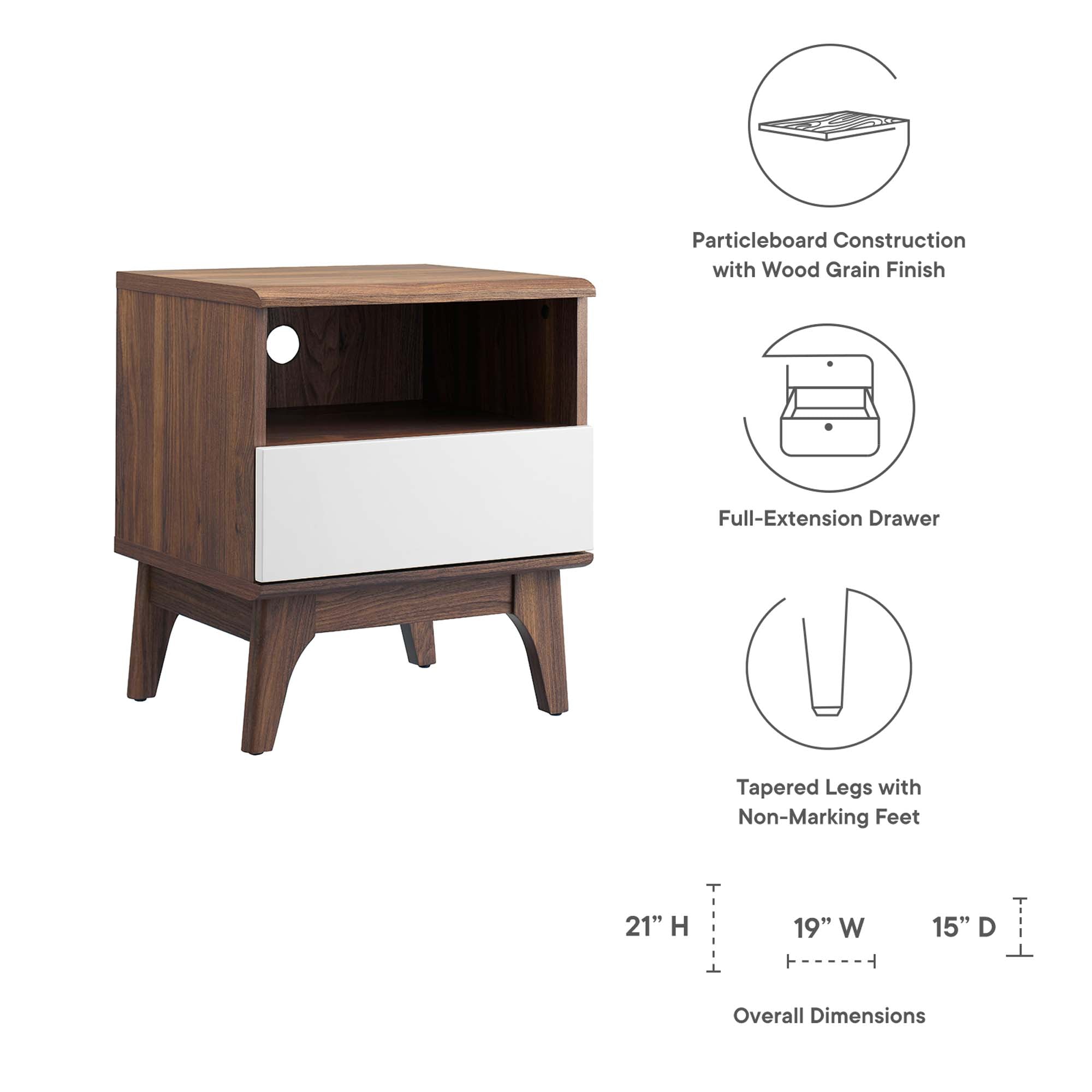 Envision Nightstand in Walnut White