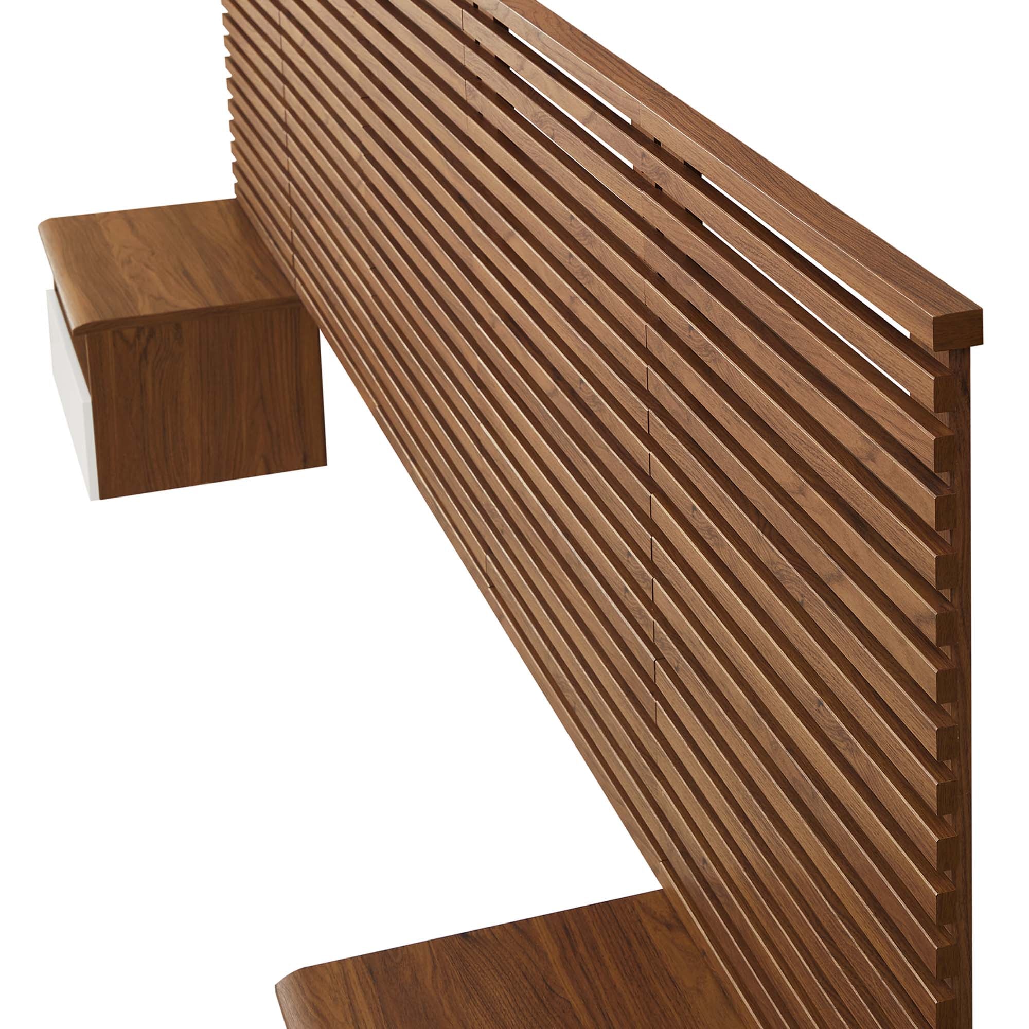 Render Wall Mount Headboard and Modern Nightstands in Walnut