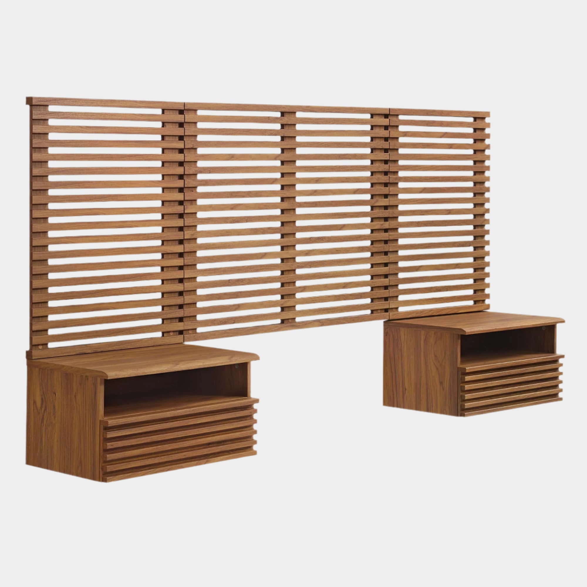 Render Wall Mount Headboard and Modern Nightstands