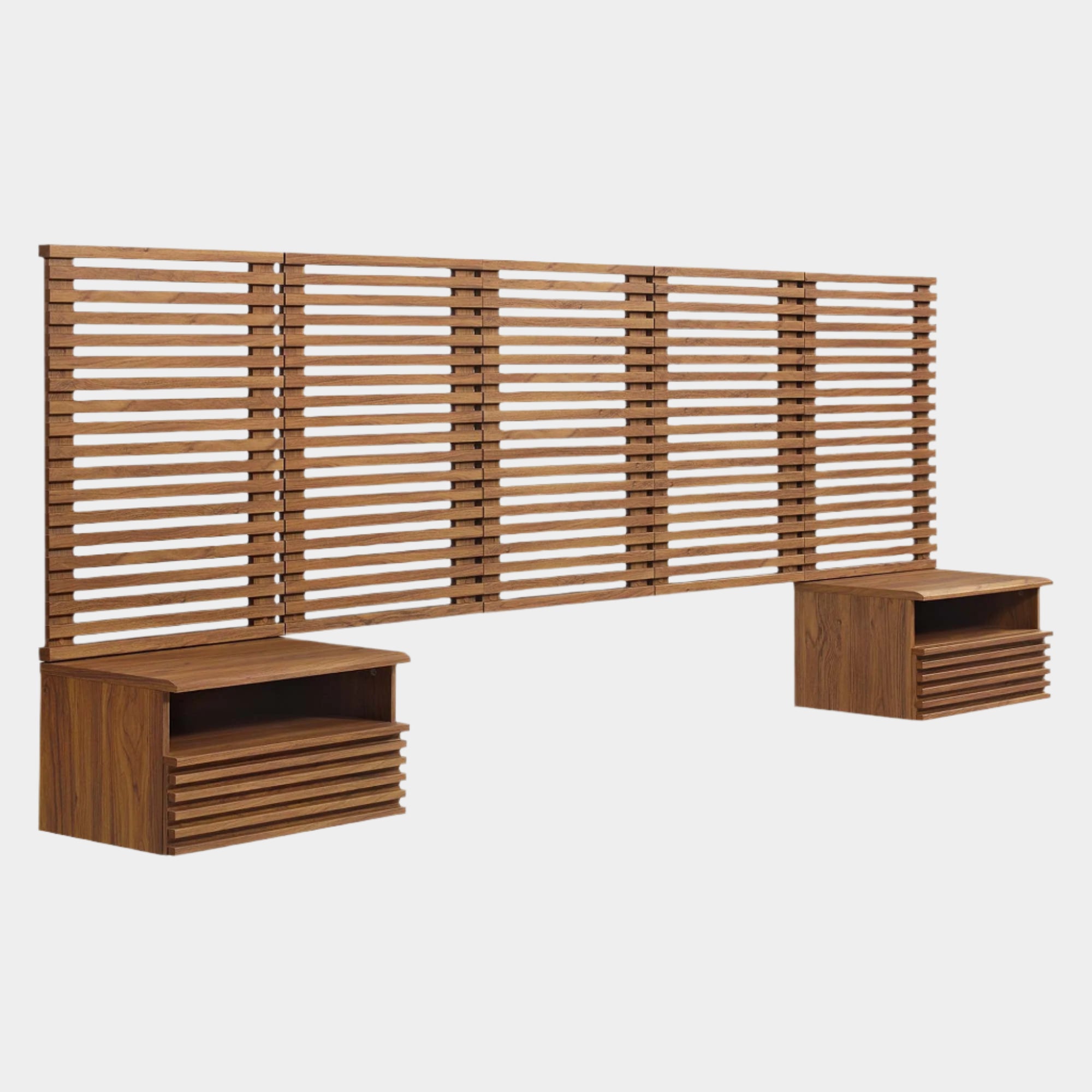 Render Wall Mount Headboard and Modern Nightstands
