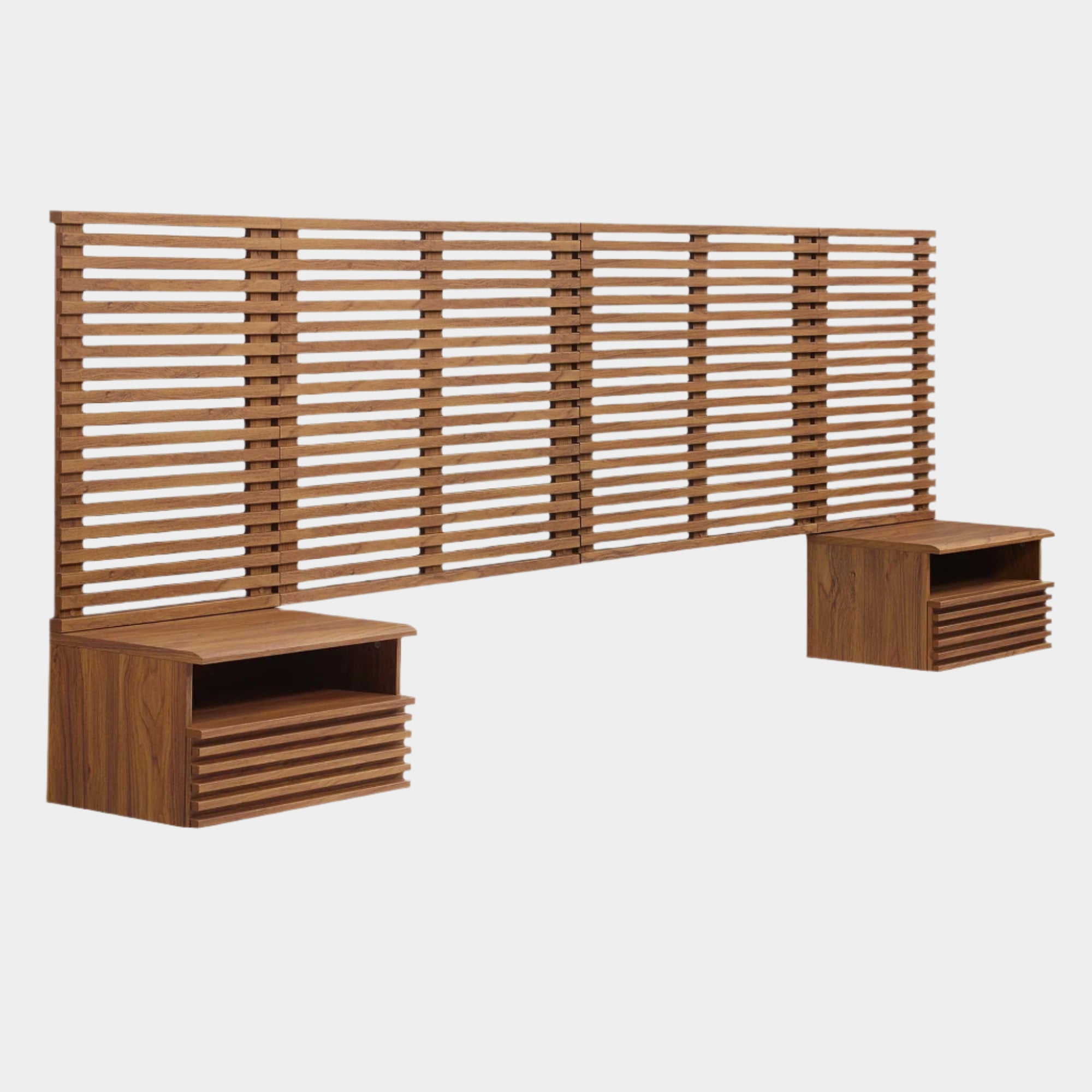 Render Wall Mount Headboard and Modern Nightstands