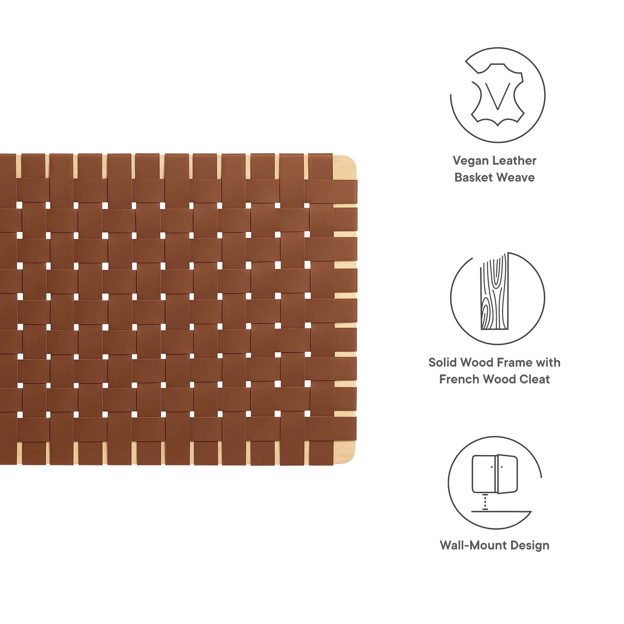 Sparta Weave Wall-Mount Vegan Leather Headboard