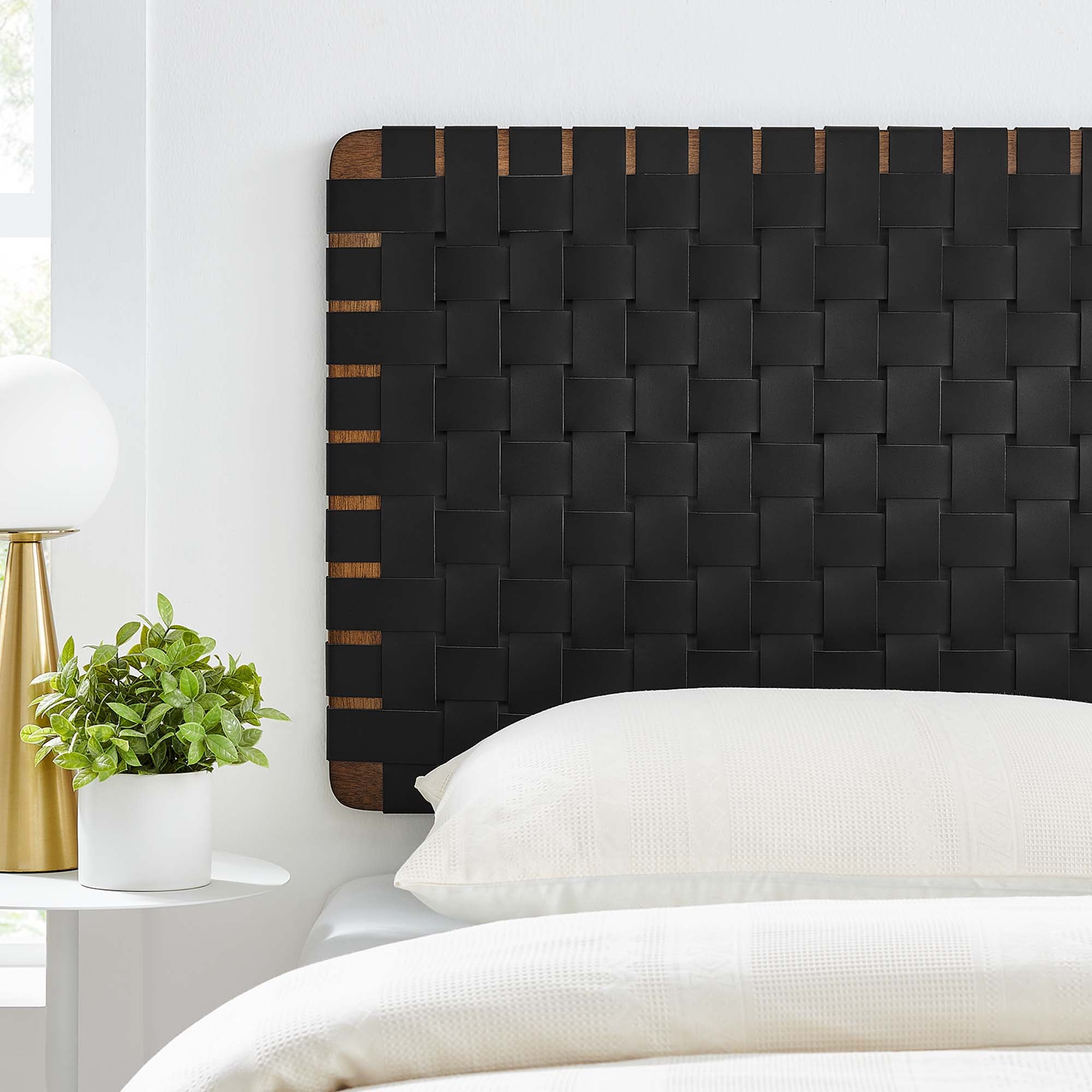 Sparta Weave Wall-Mount Vegan Leather Headboard