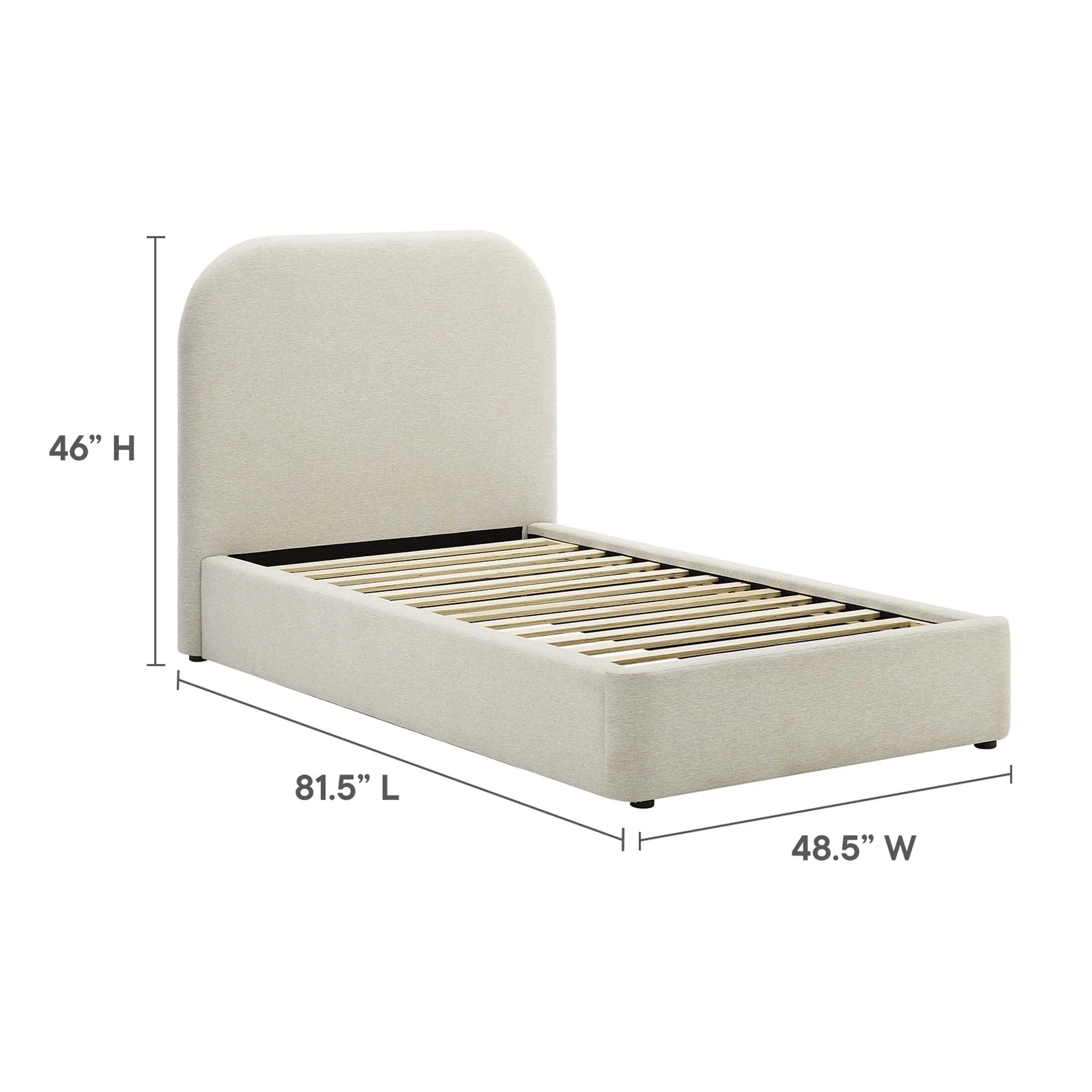 Keynote Upholstered Fabric Curved Platform Bed