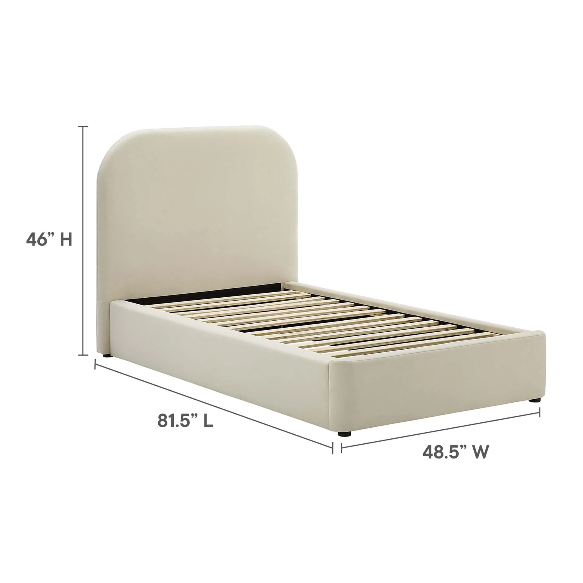 Keynote Performance Velvet Curved Platform Bed