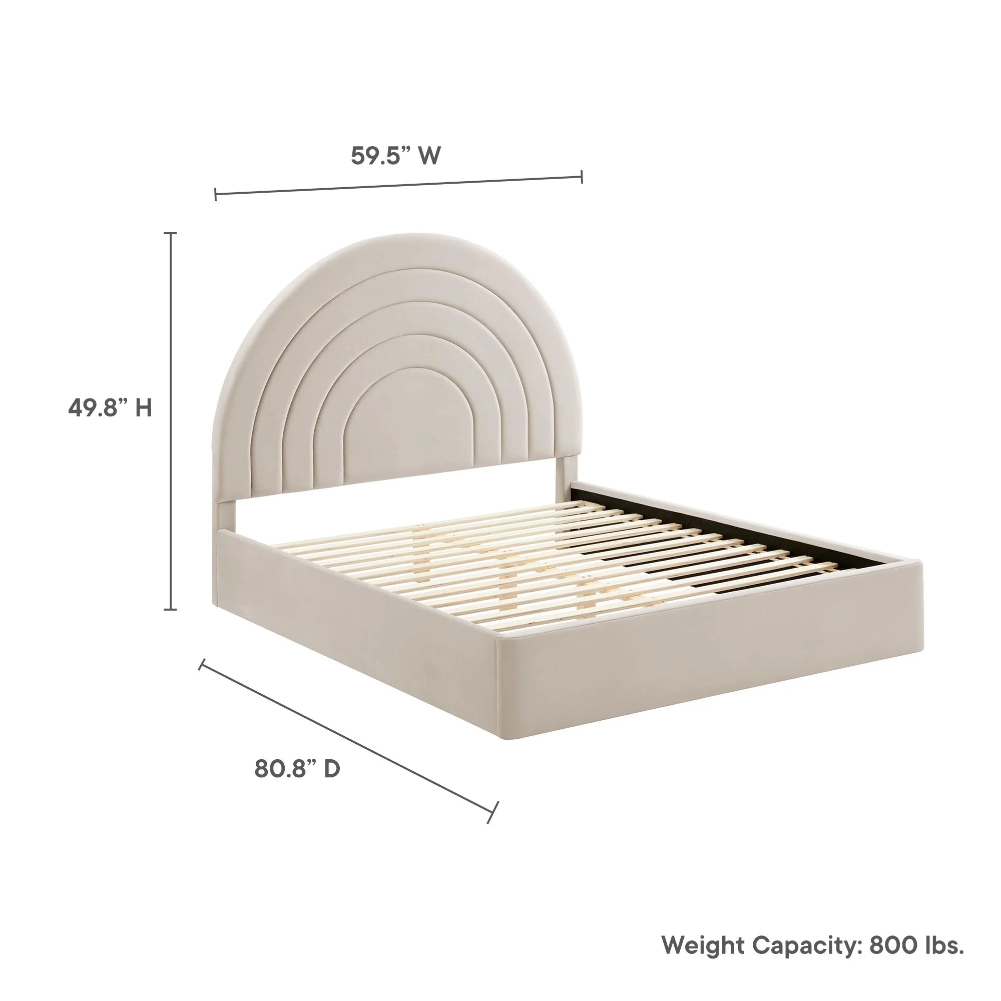 Solana Arched Performance Velvet Platform Bed