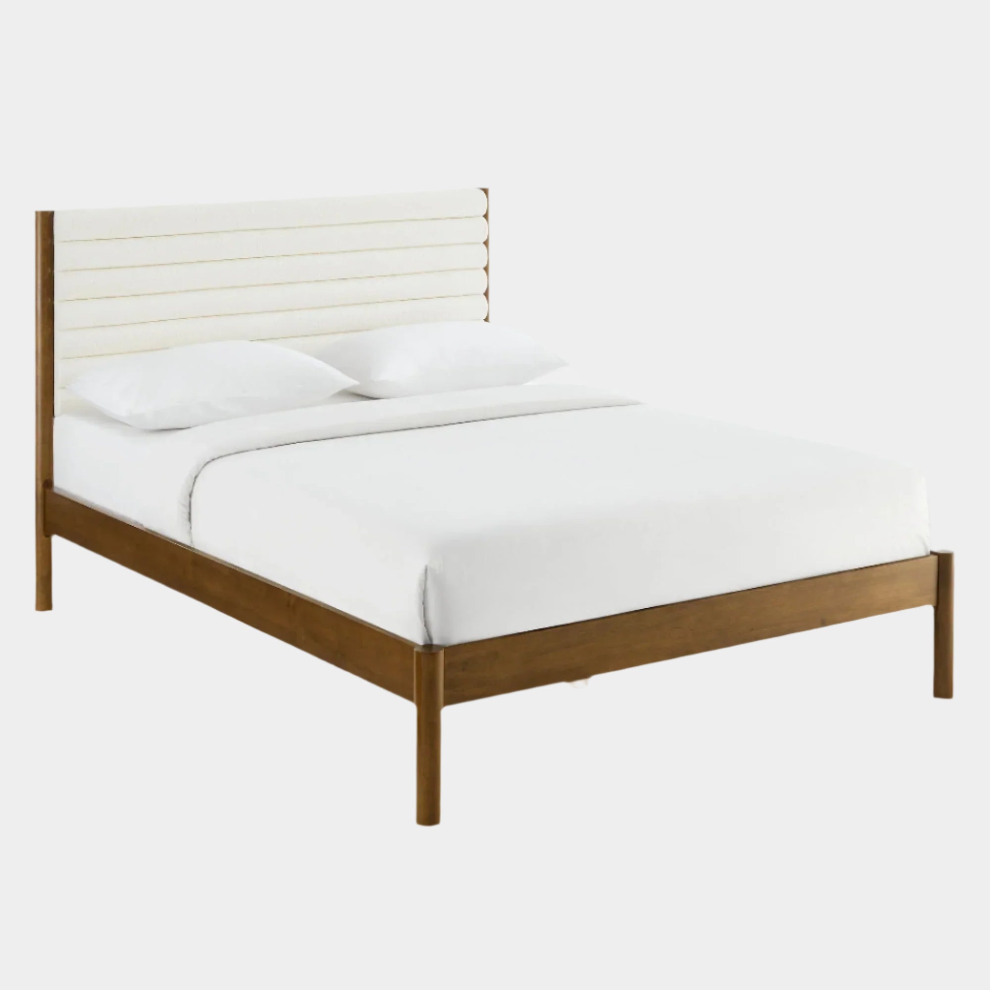Olea Channel Tufted Boucle Solid Wood Platform Bed