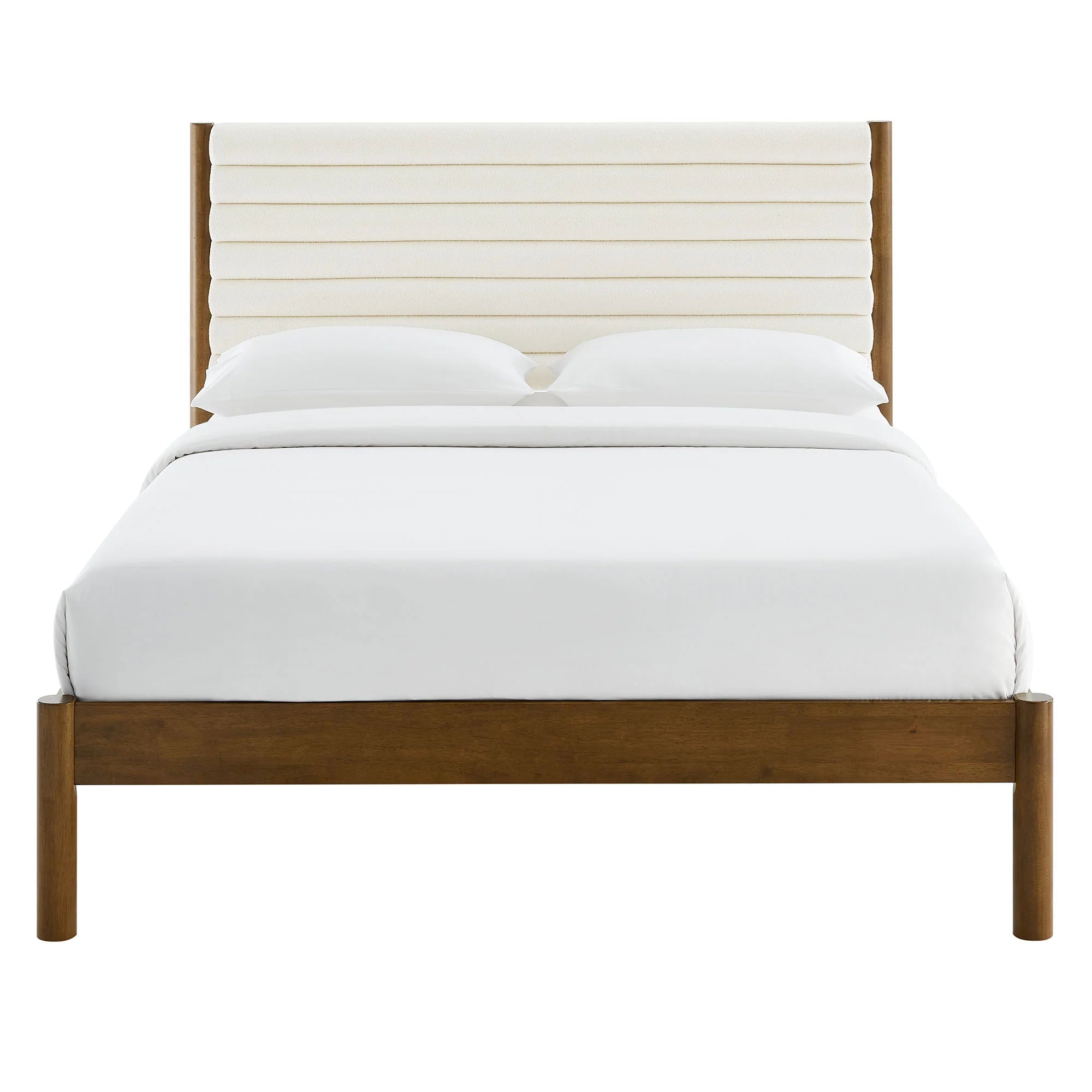 Olea Channel Tufted Boucle Solid Wood Platform Bed