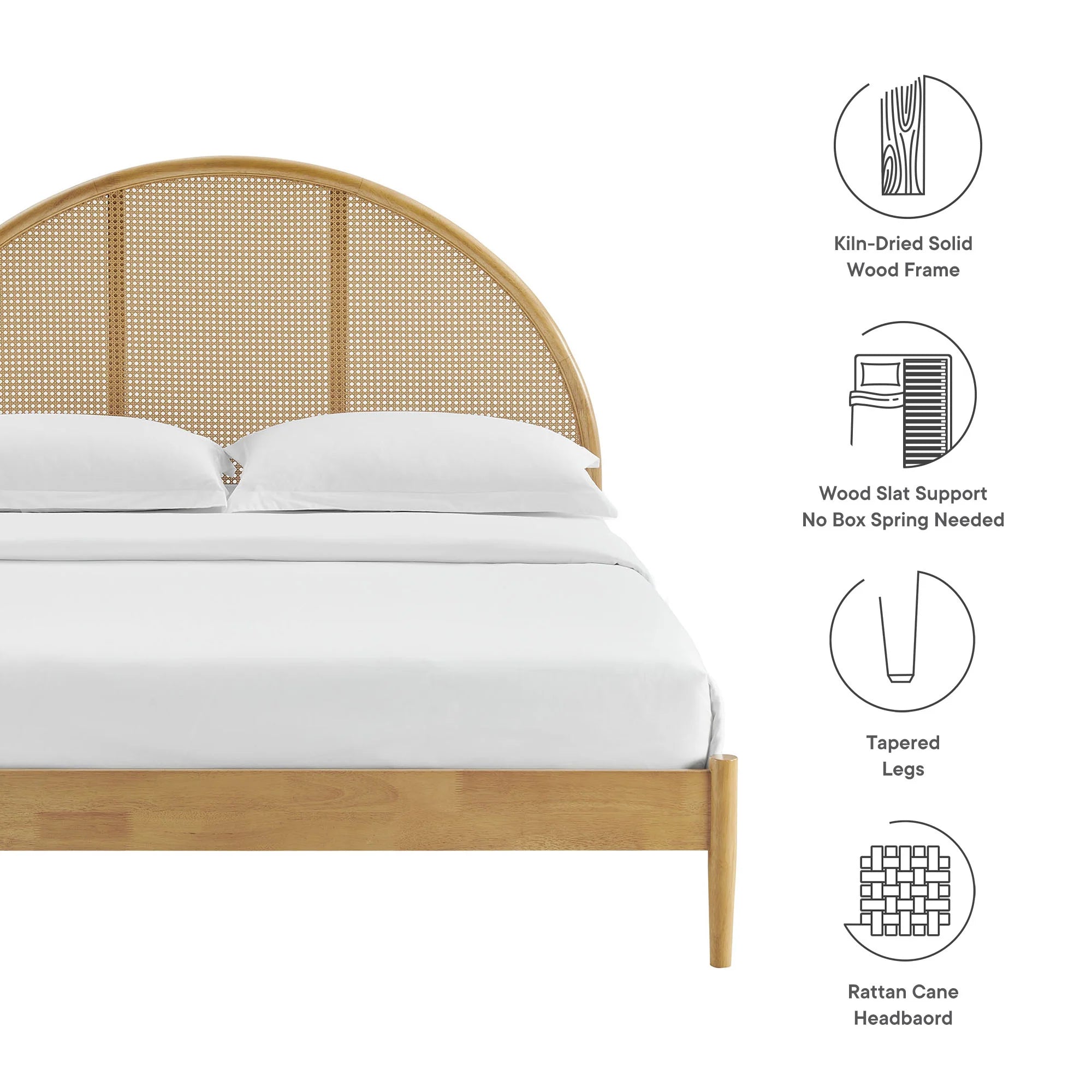 Odette Queen Arched Rattan Cane Platform Bed