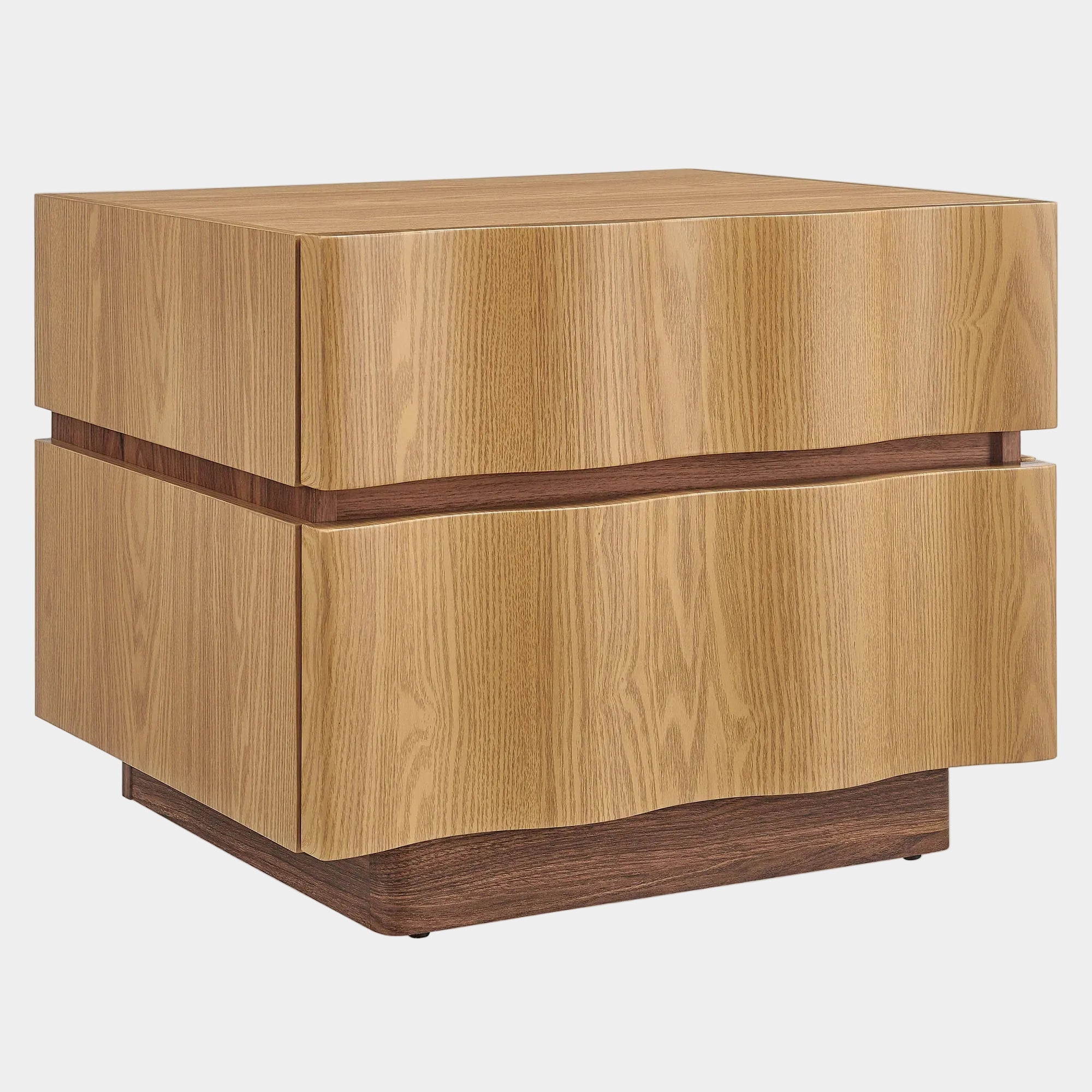Isola 2 Drawer Nightstand in Light Oak Walnut