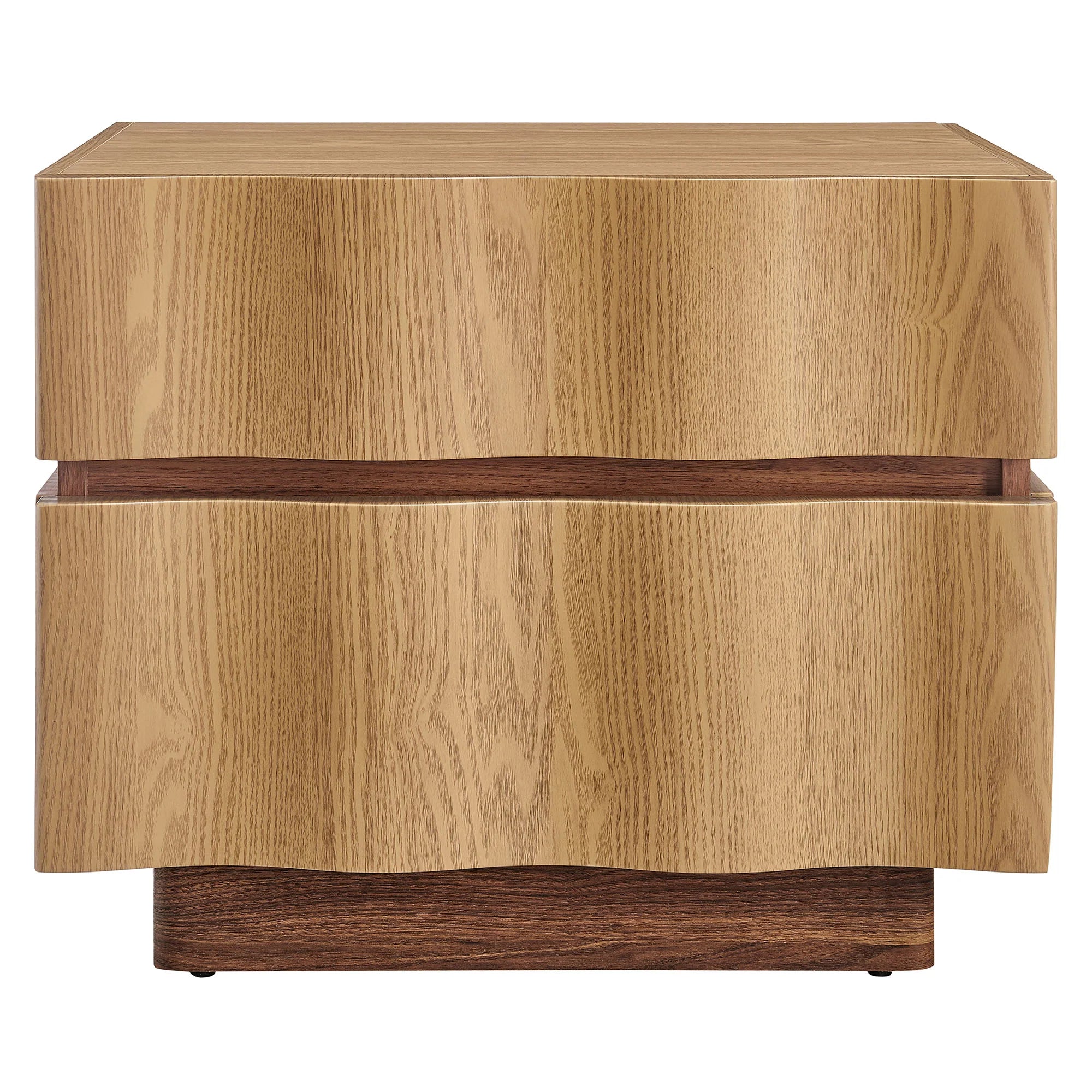 Isola 2 Drawer Nightstand in Light Oak Walnut