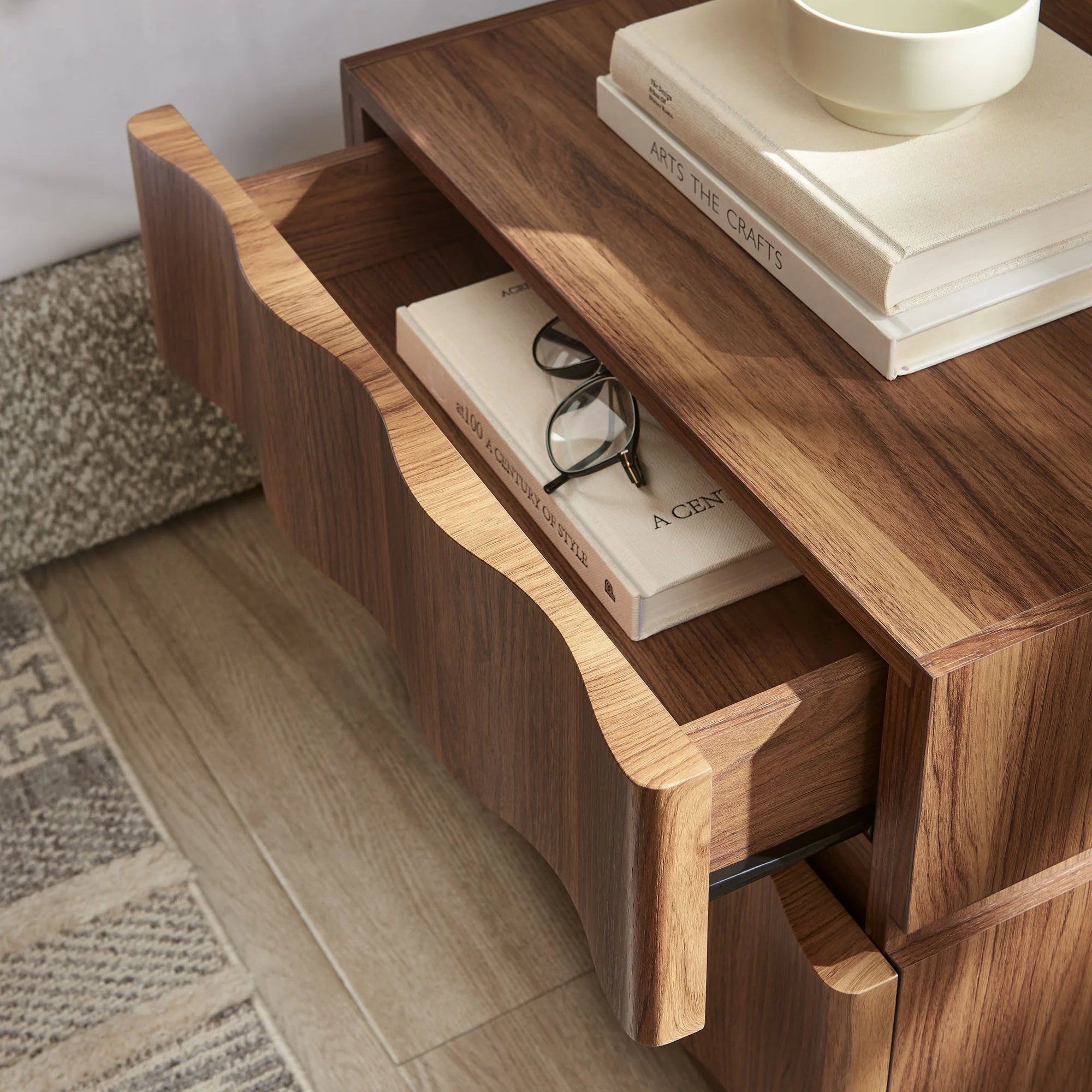 Isola 2 Drawer Nightstand in Light Oak Walnut