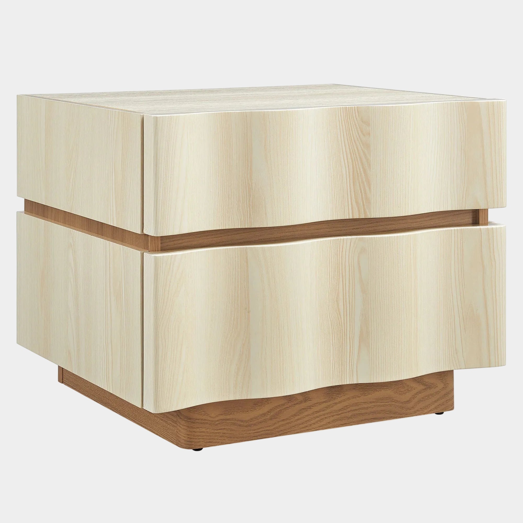 Isola 2 Drawer Nightstand in Light Oak Walnut