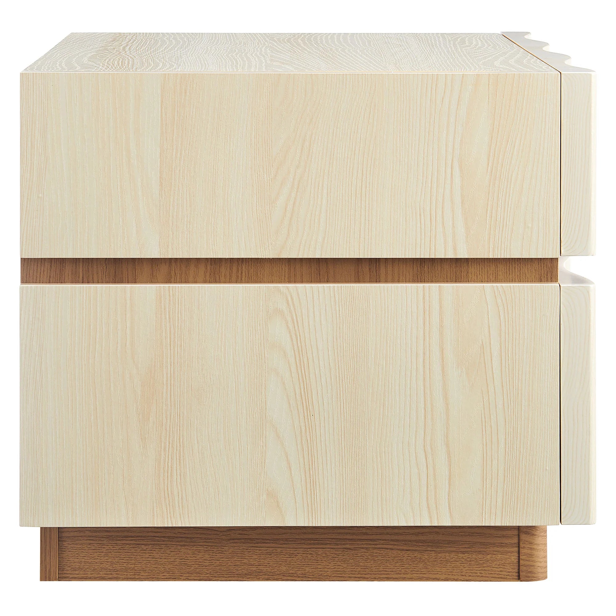 Isola 2 Drawer Nightstand in Light Oak Walnut