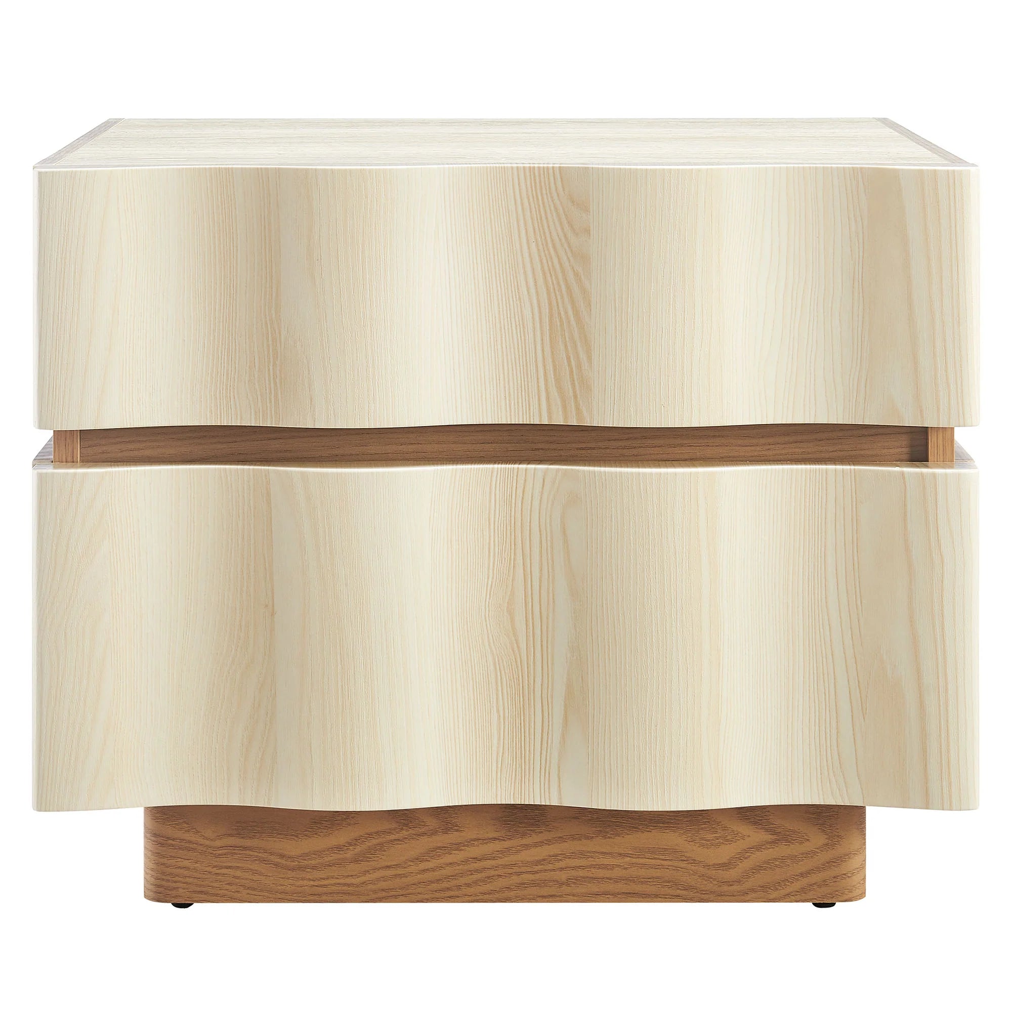 Isola 2 Drawer Nightstand in Light Oak Walnut