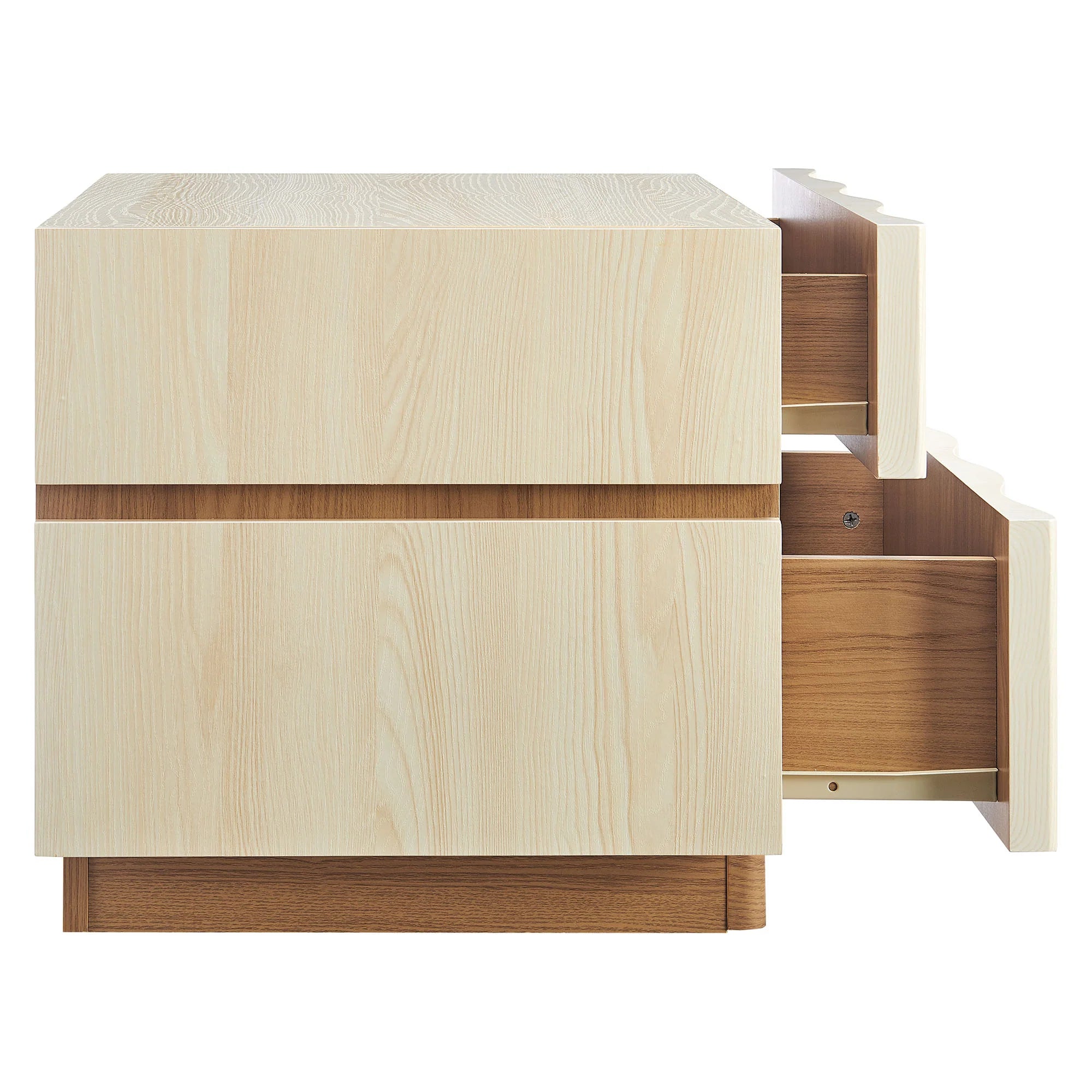 Isola 2 Drawer Nightstand in Light Oak Walnut