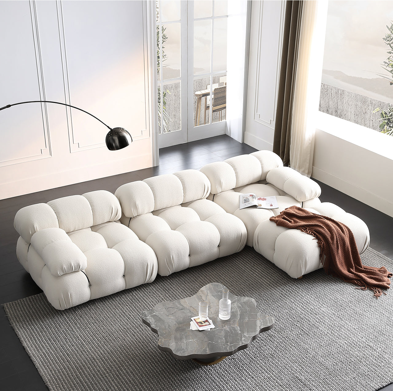 Mario Bellini Boucle Sofa with Ottoman