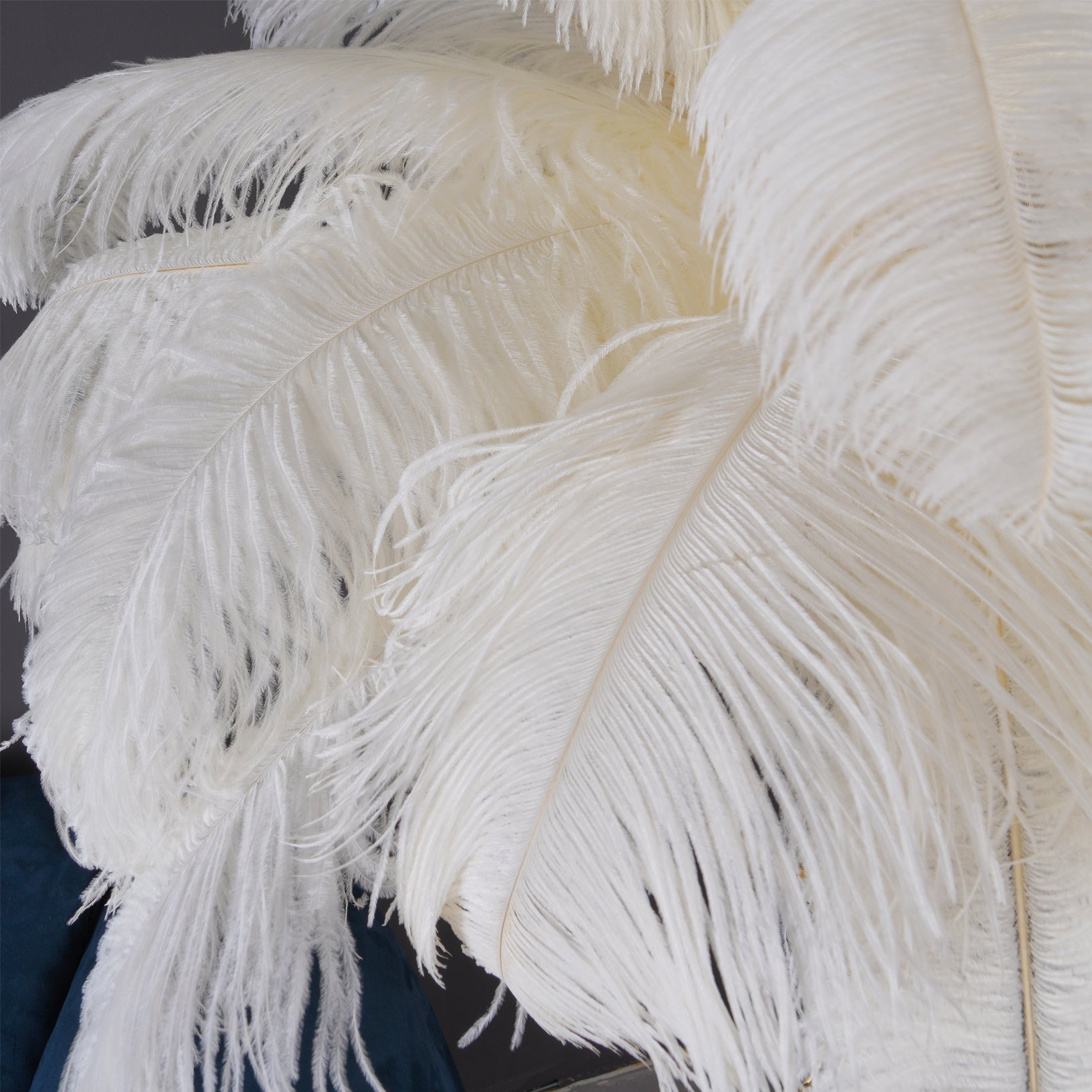 Lampadaire en plumes d'autruche