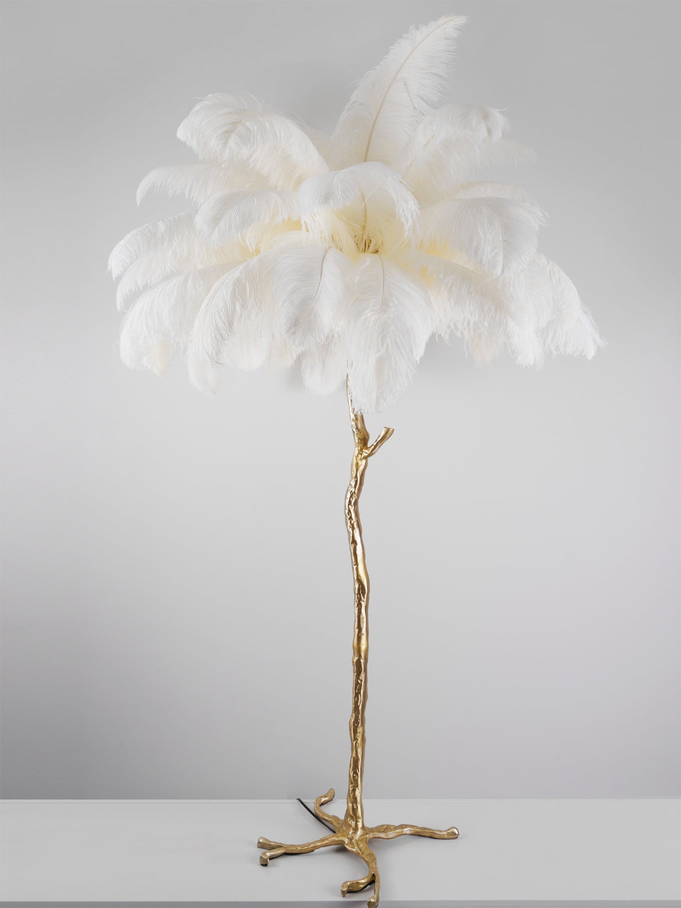 Lampadaire en plumes d'autruche