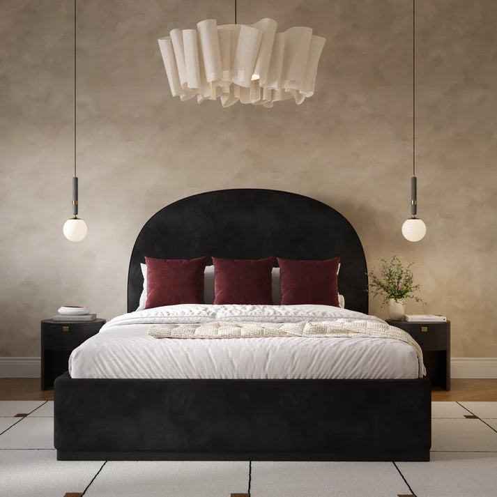 Lit en velours crème Marlow