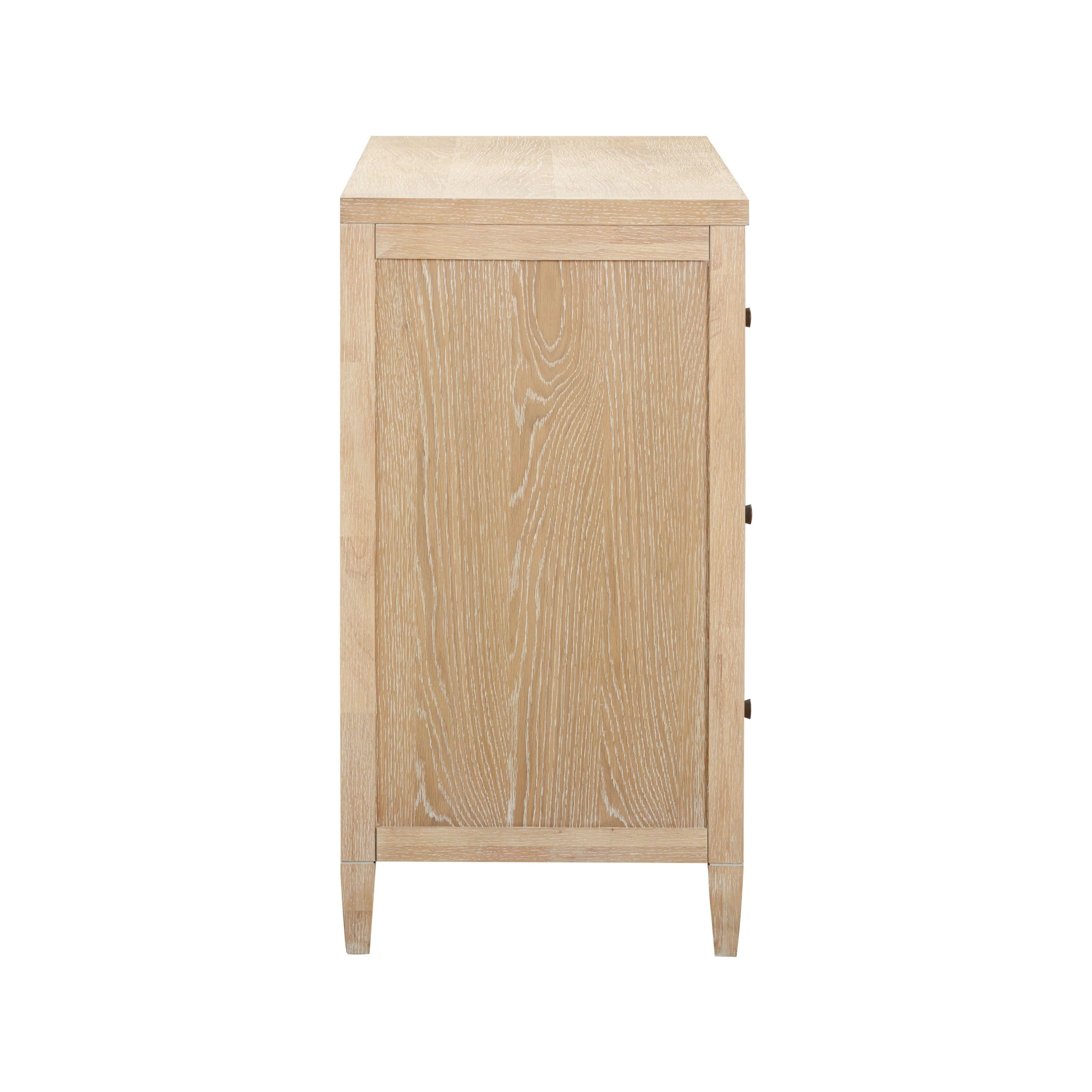 Bristol Park 62" Whitewashed Oak Wood 6-Drawer Dresser